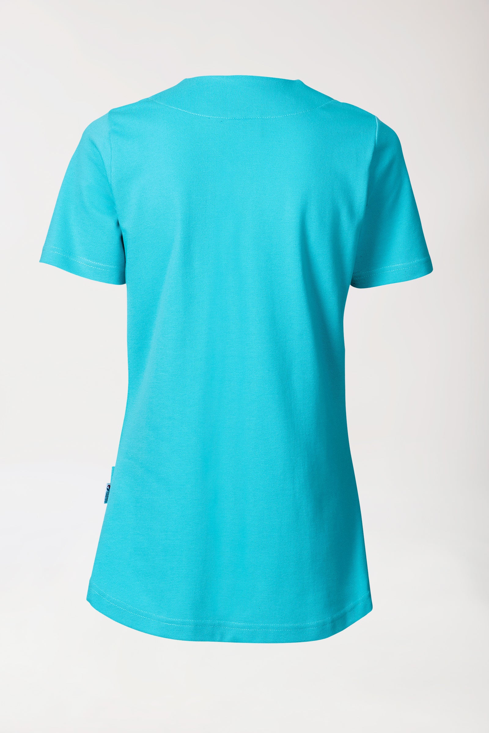 T-shirt long Femme en Piqué - Encolure diagonale bleu curaçao