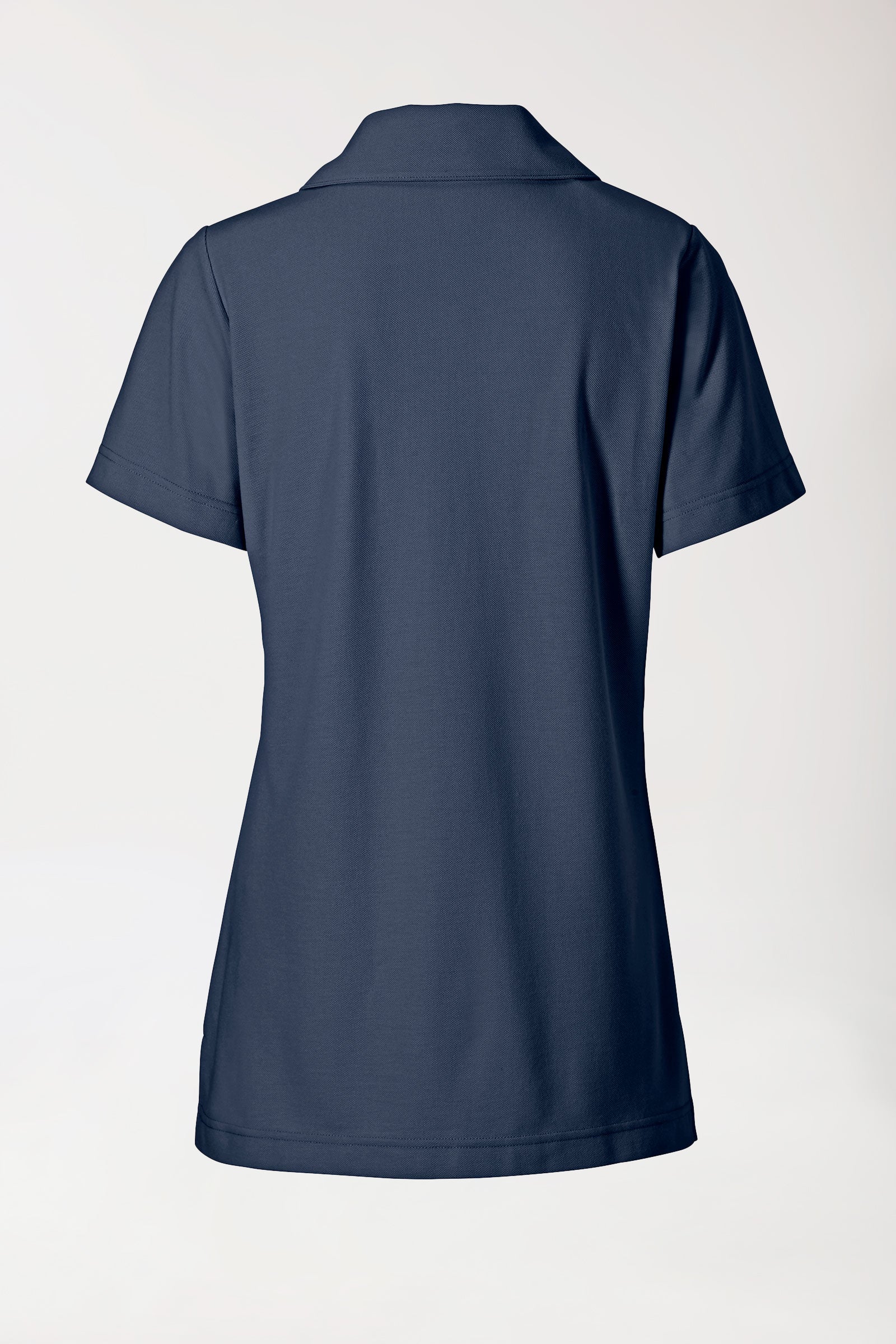 T-shirt long Femme en Piqué - Avec col bleu navy, Vue de dos