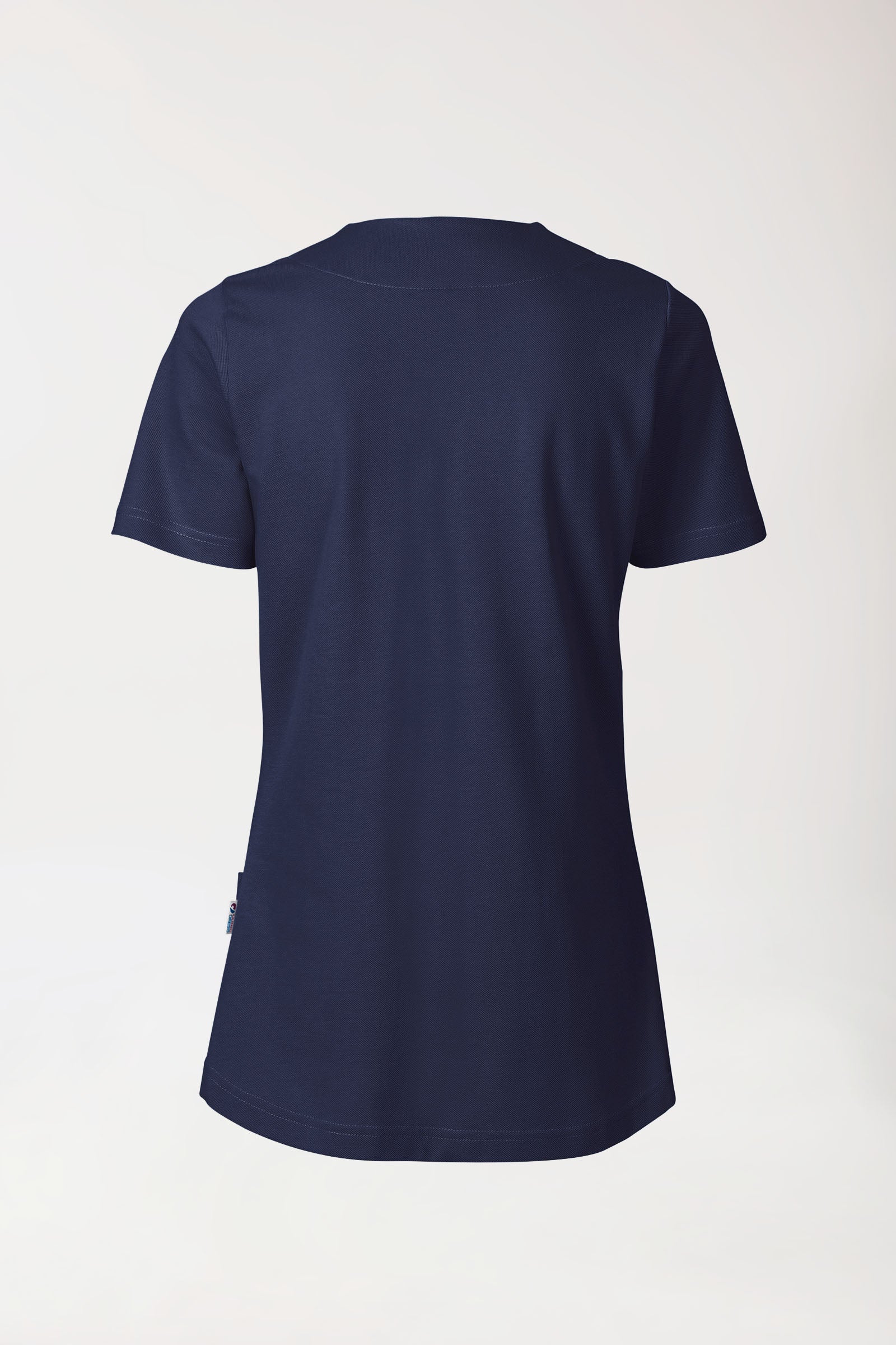 T-shirt long Femme en Piqué - Encolure diagonale bleu navy