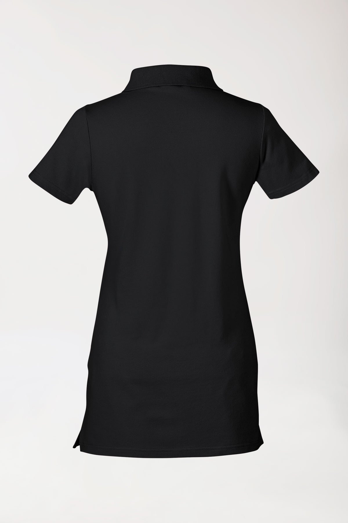 T-shirt long Stretch Femme - Col polo noir, Vue de dos