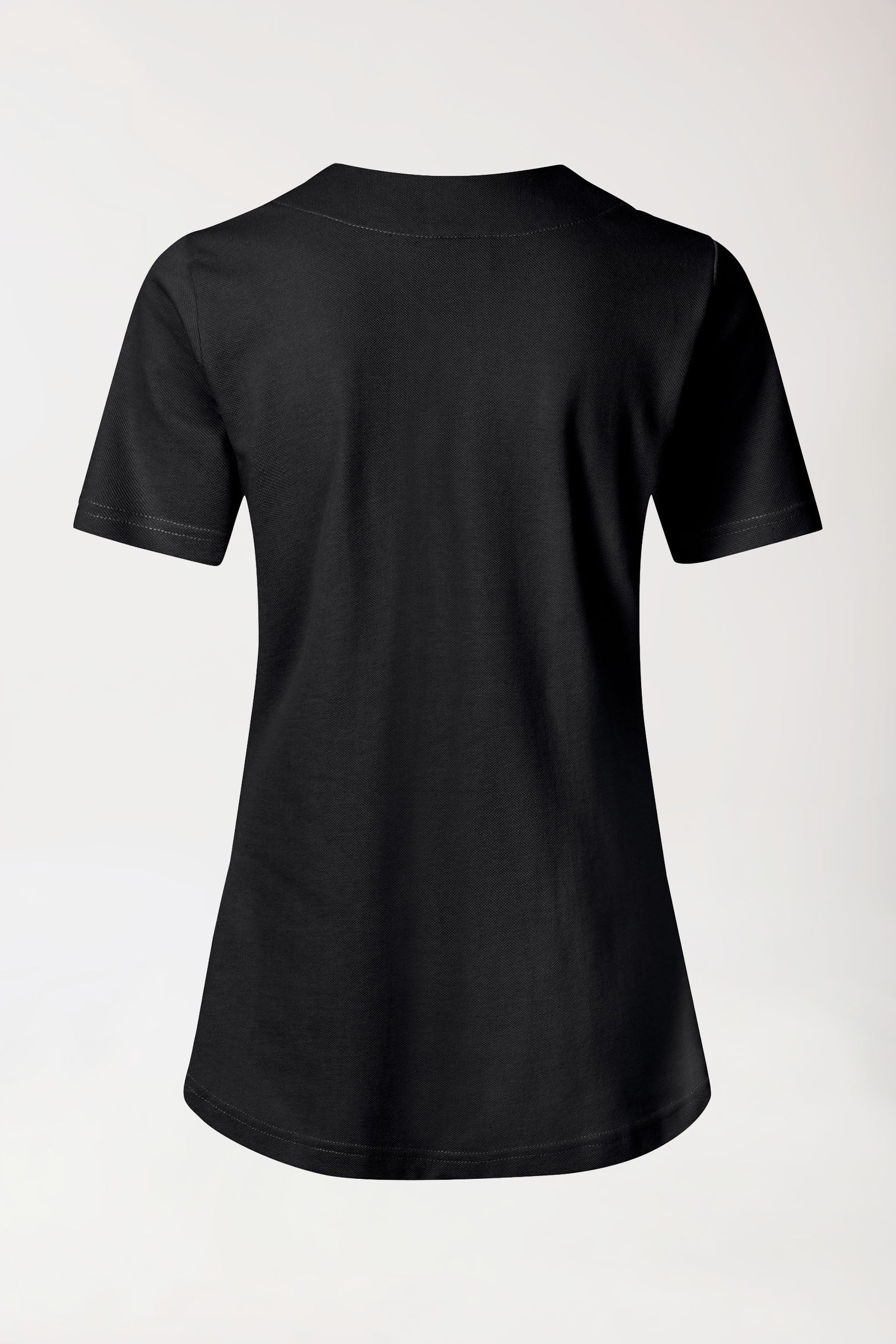 T-shirt long Femme en Piqué - Encolure diagonale noir