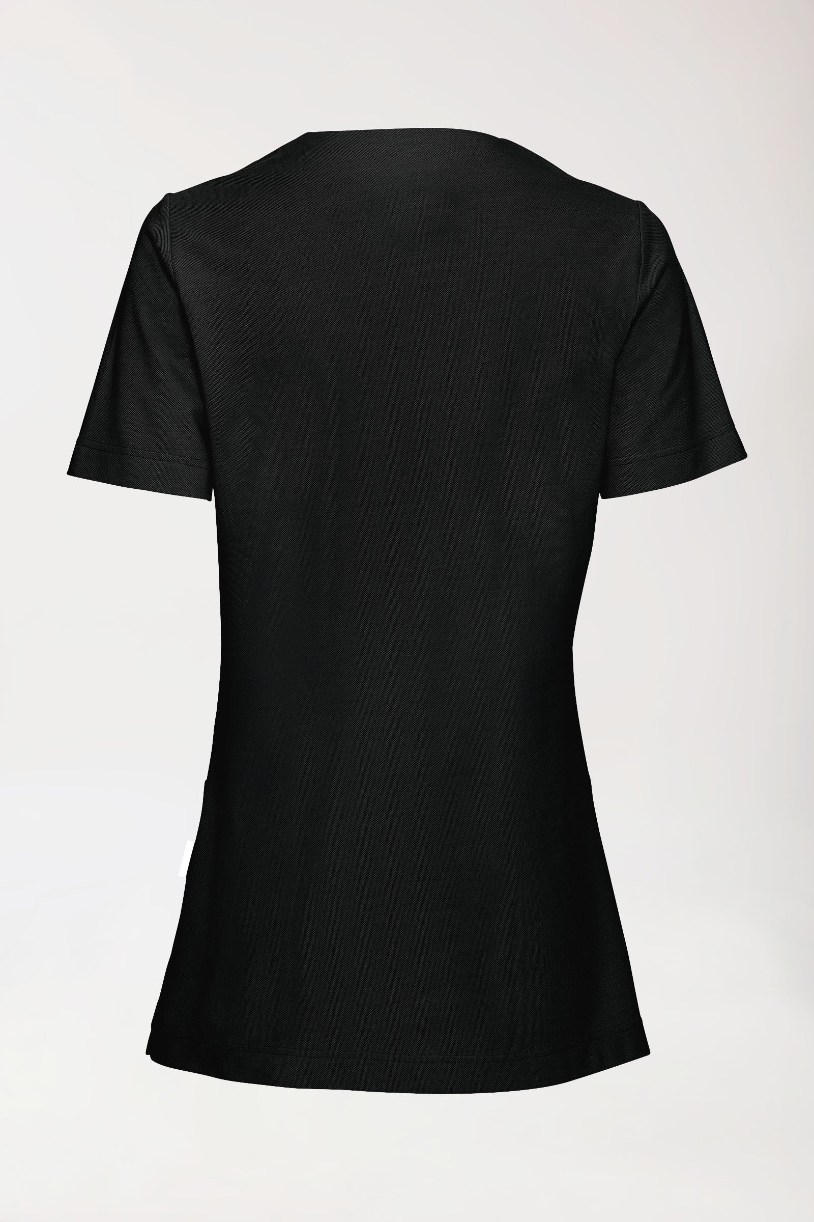 T-shirt long Femme en Piqué - Col V noir