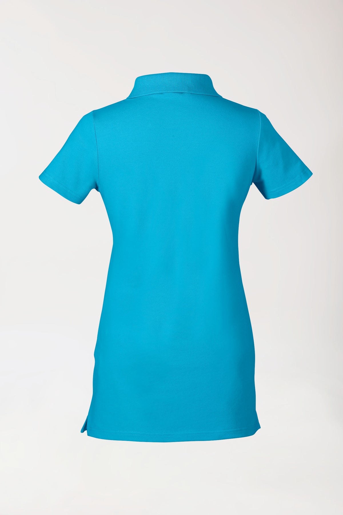 T-shirt long Stretch Femme - Col polo turquoise