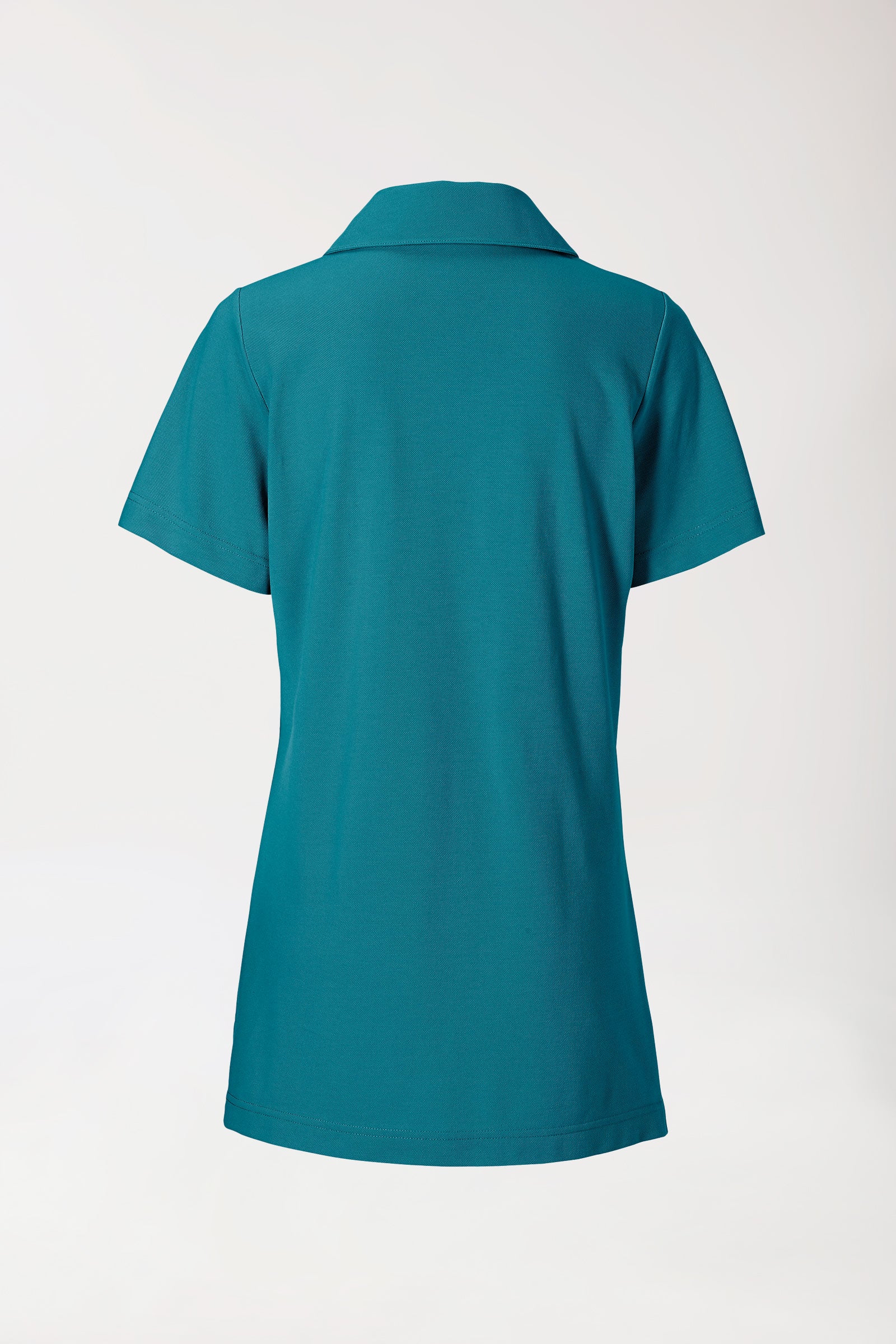 T-shirt long Femme en Piqué - Avec col vert pétrole