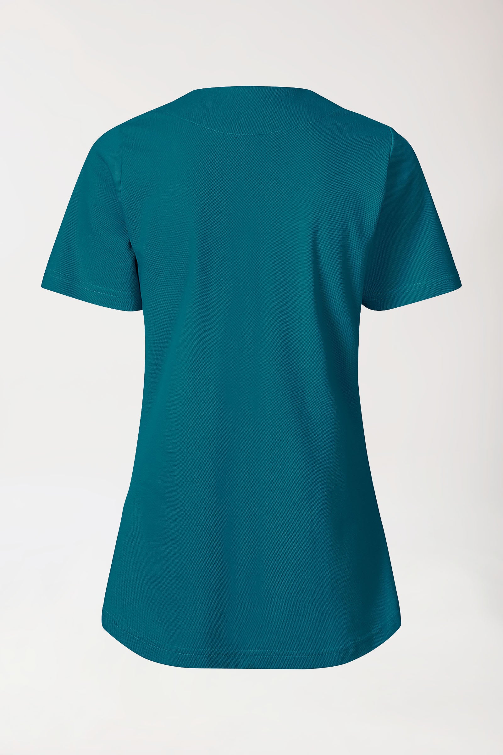 T-shirt long Femme en Piqué - Encolure diagonale vert pétrole
