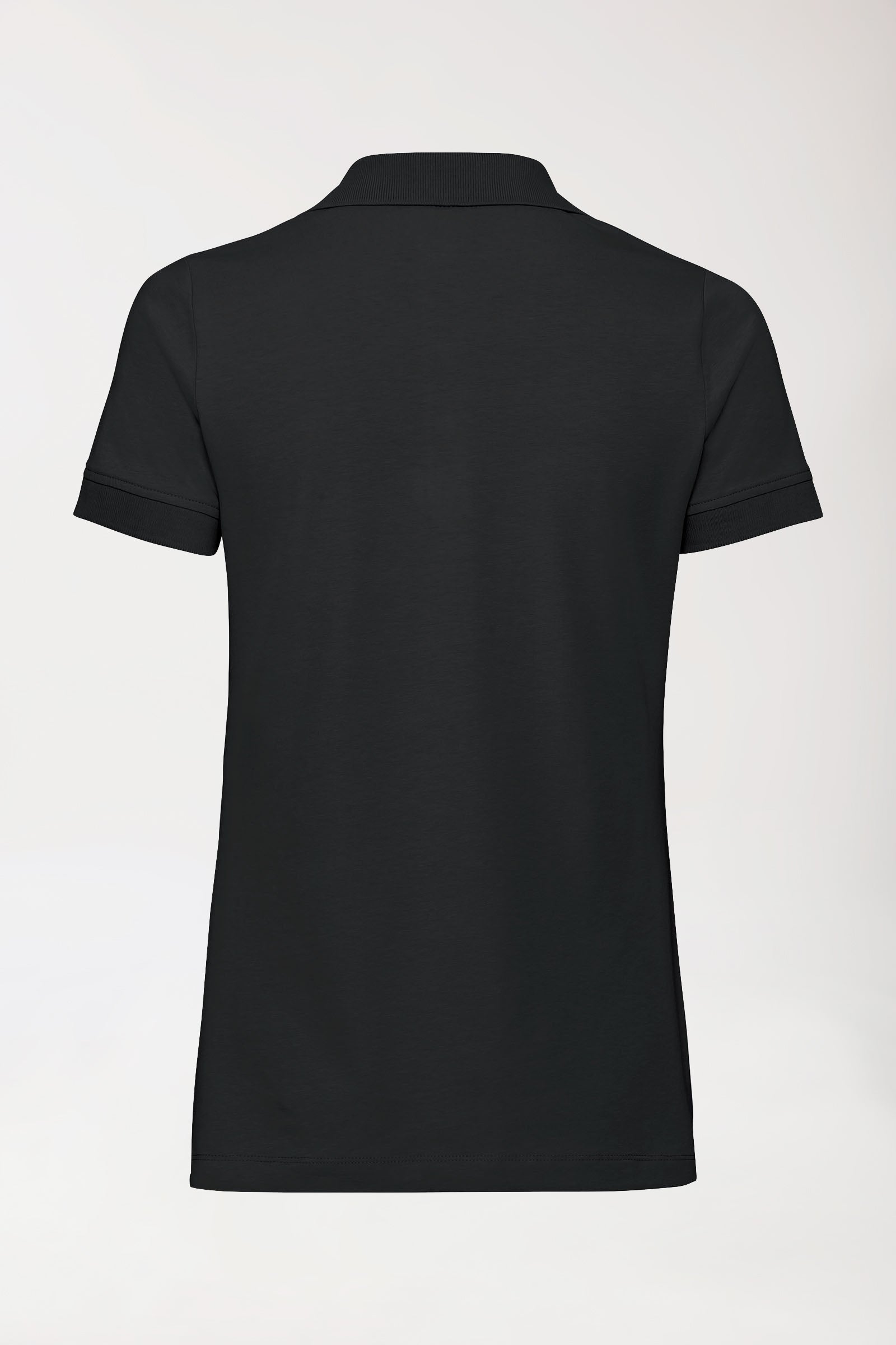 T-shirt Stretch Femme - Col polo - Boutonné noir, Vue de dos
