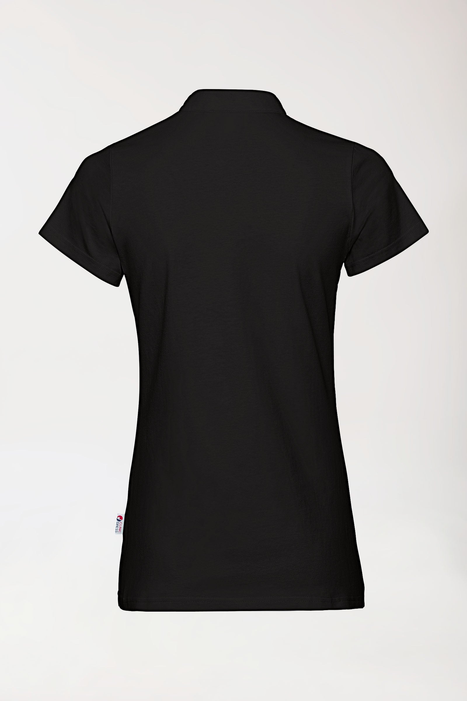 T-shirt Stretch Femme - Col officier noir, Vue de dos