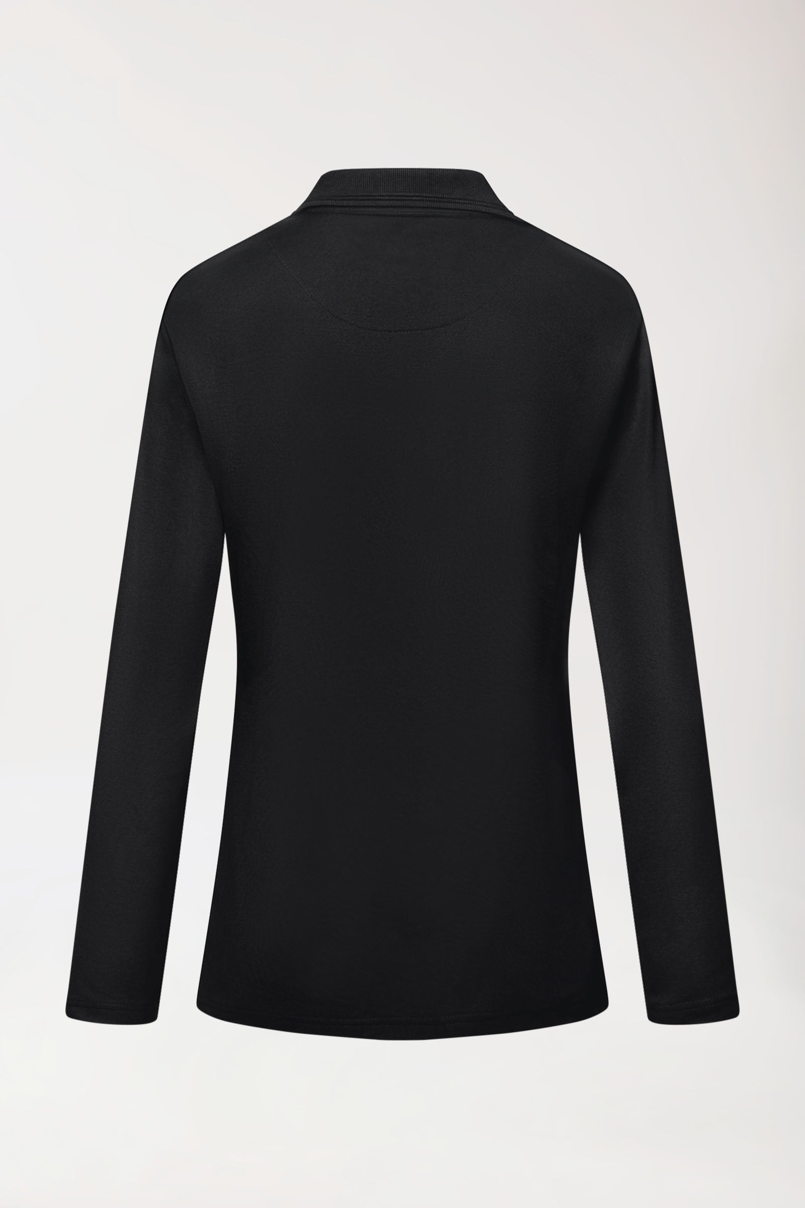 COMFY FLEX Femme, manche longue, maille piquée stretch – Col polo noir