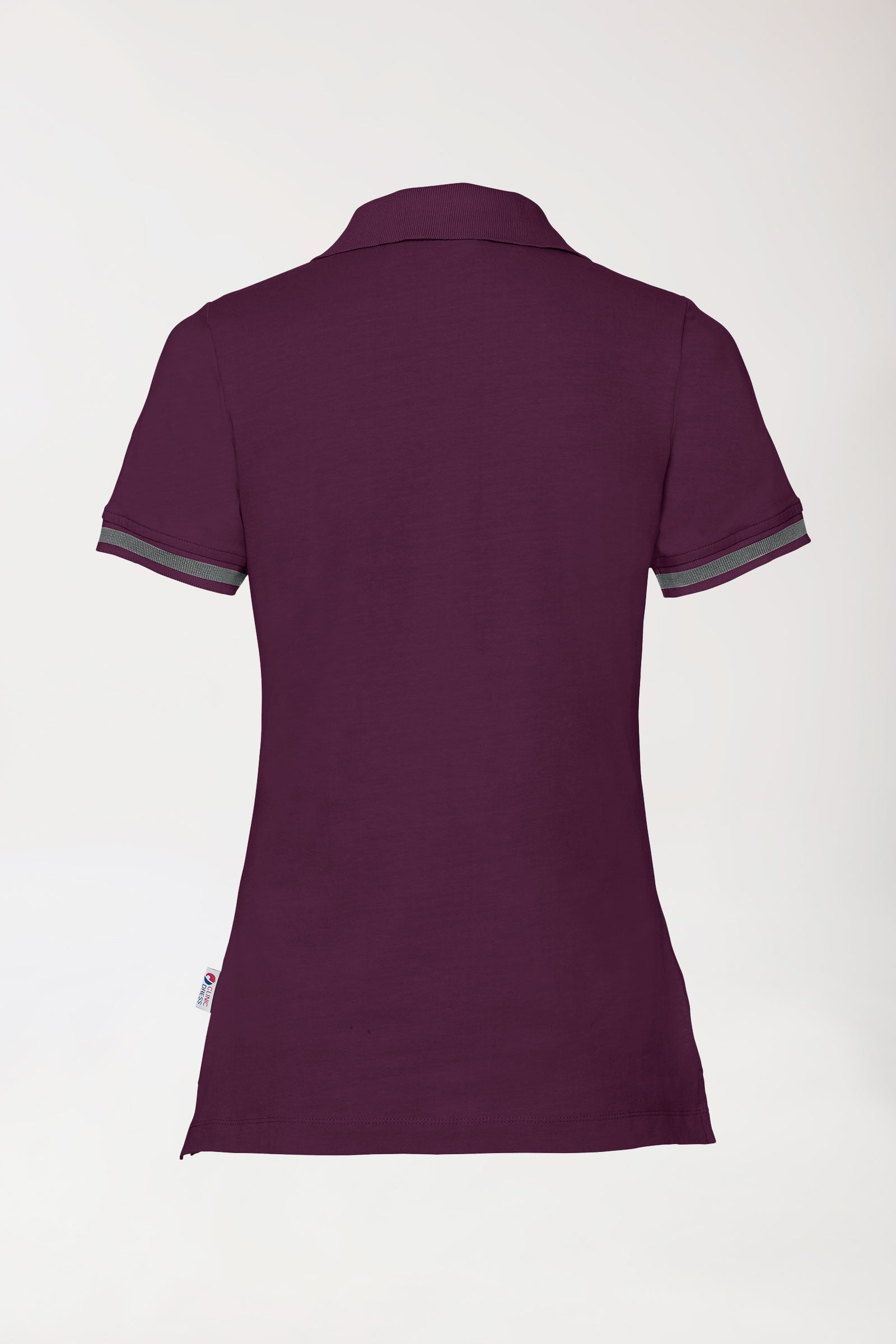 T-shirt Stretch Femme - Col polo prune/gris chiné foncé