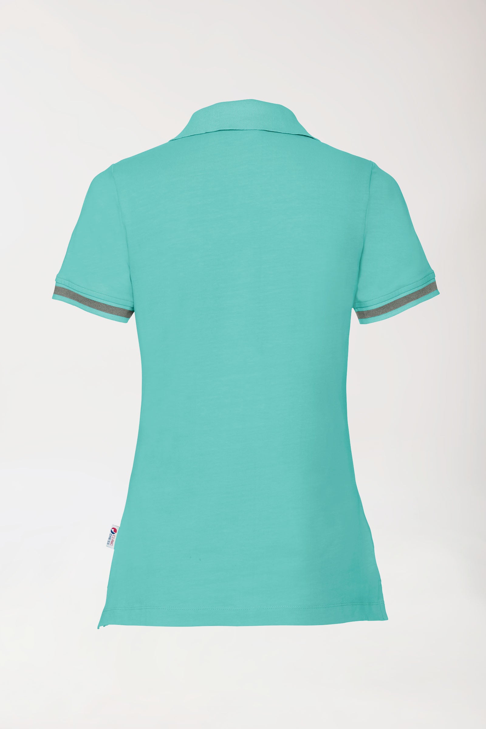 T-shirt Stretch Femme - Col polo vert d'eau/gris chiné foncé
