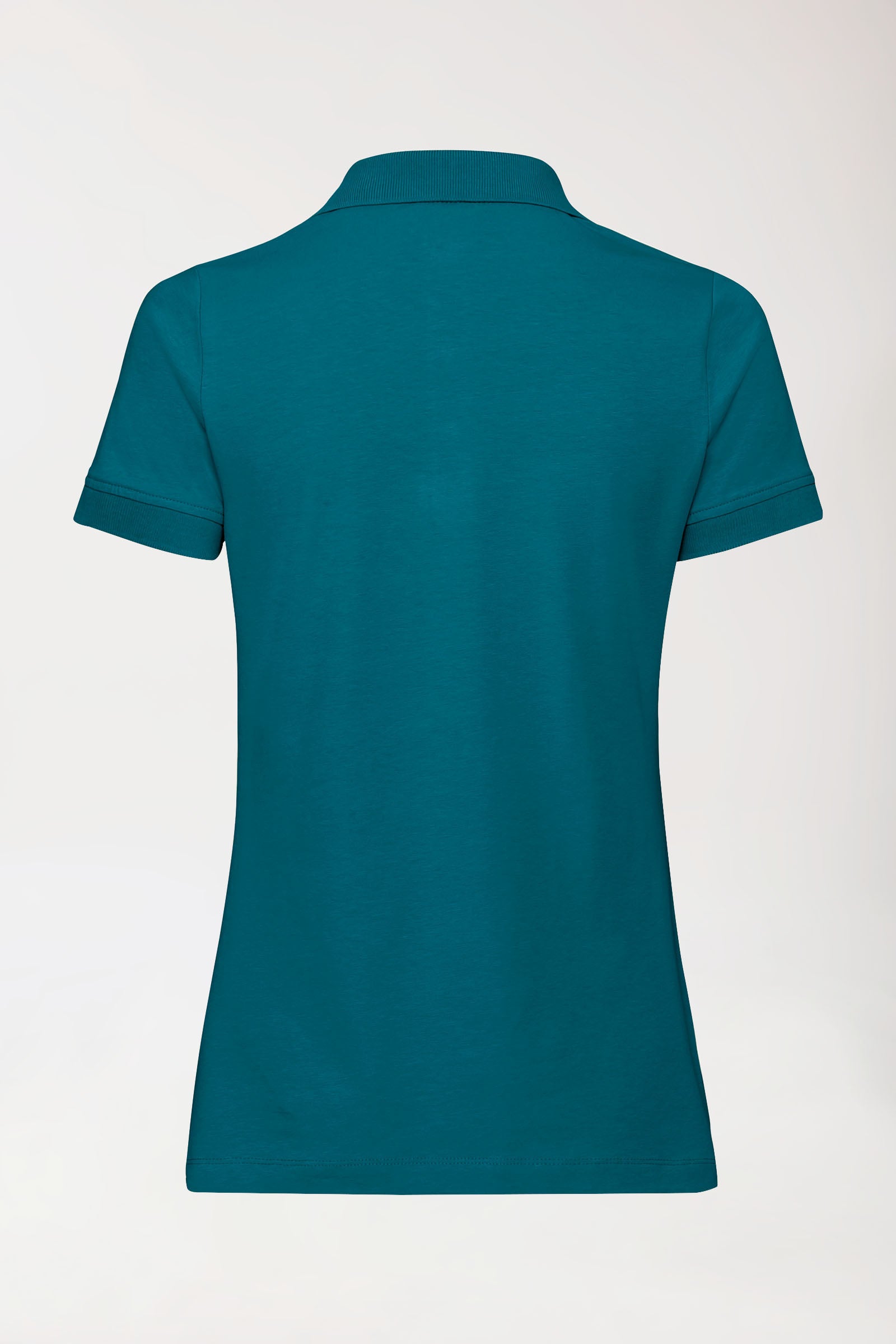 T-shirt Stretch Femme - Col polo - Boutonné vert pétrole