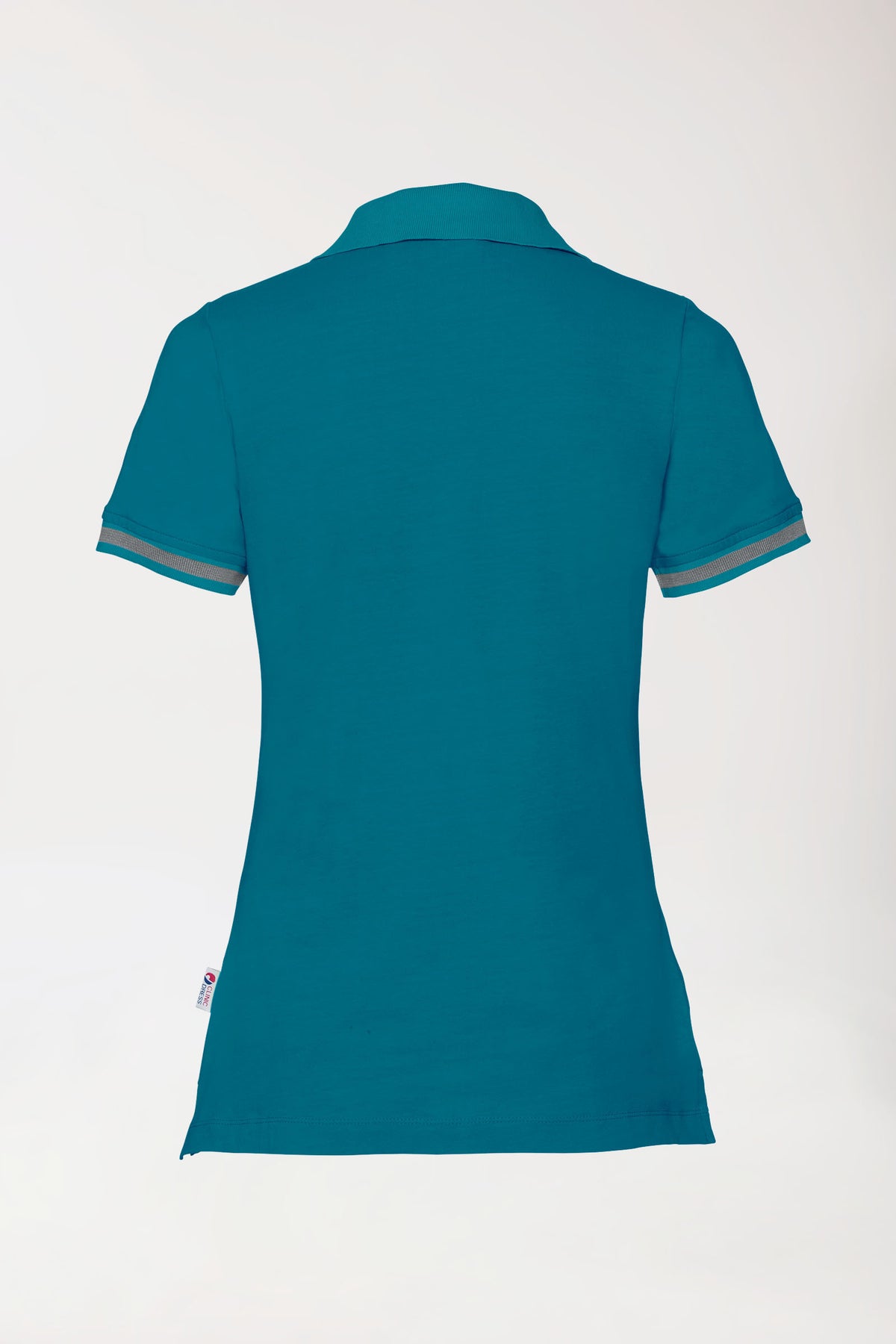T-shirt Stretch Femme - Col polo vert pétrole/gris chiné foncé