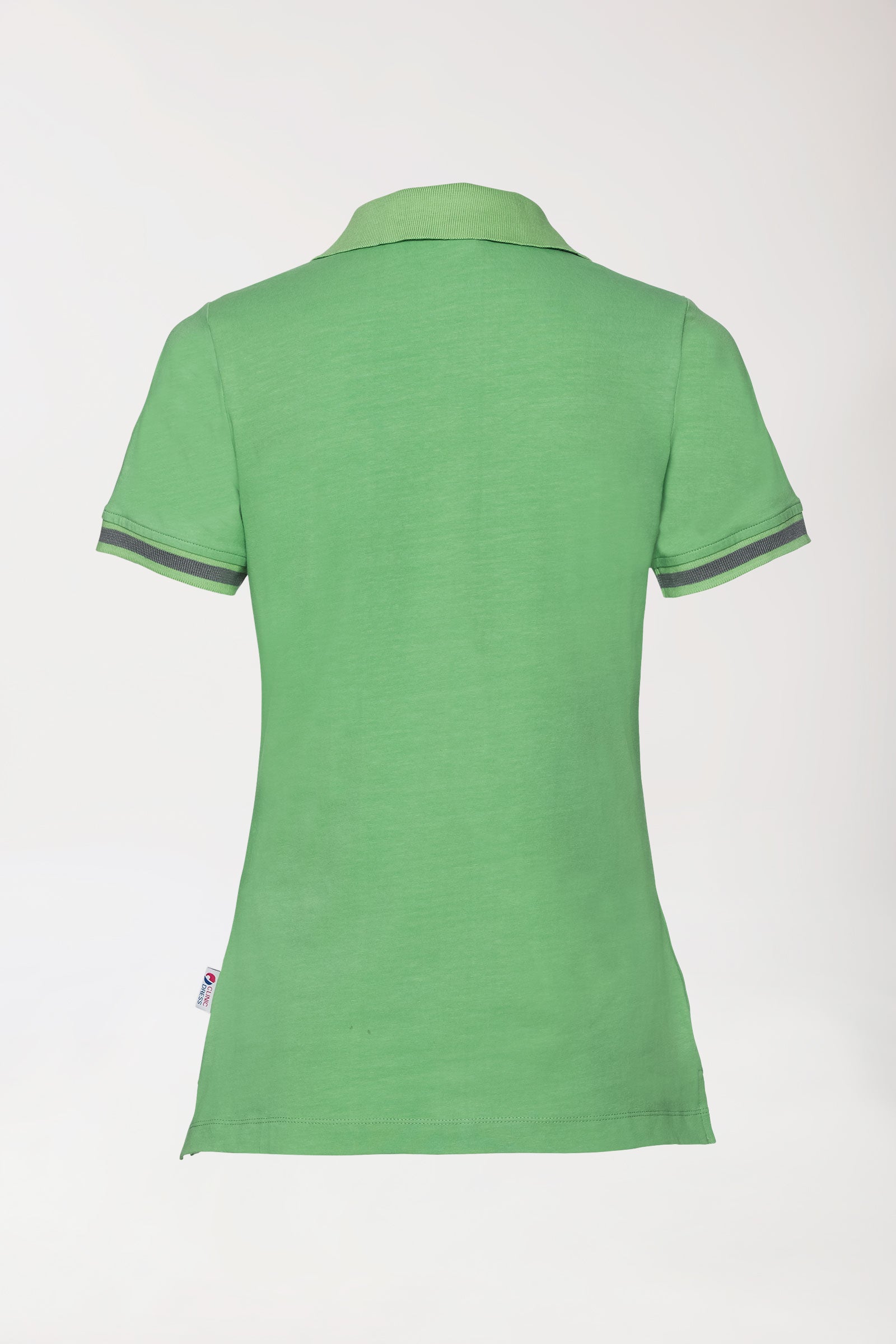 T-shirt Stretch Femme - Col polo vert pomme/gris chiné foncé