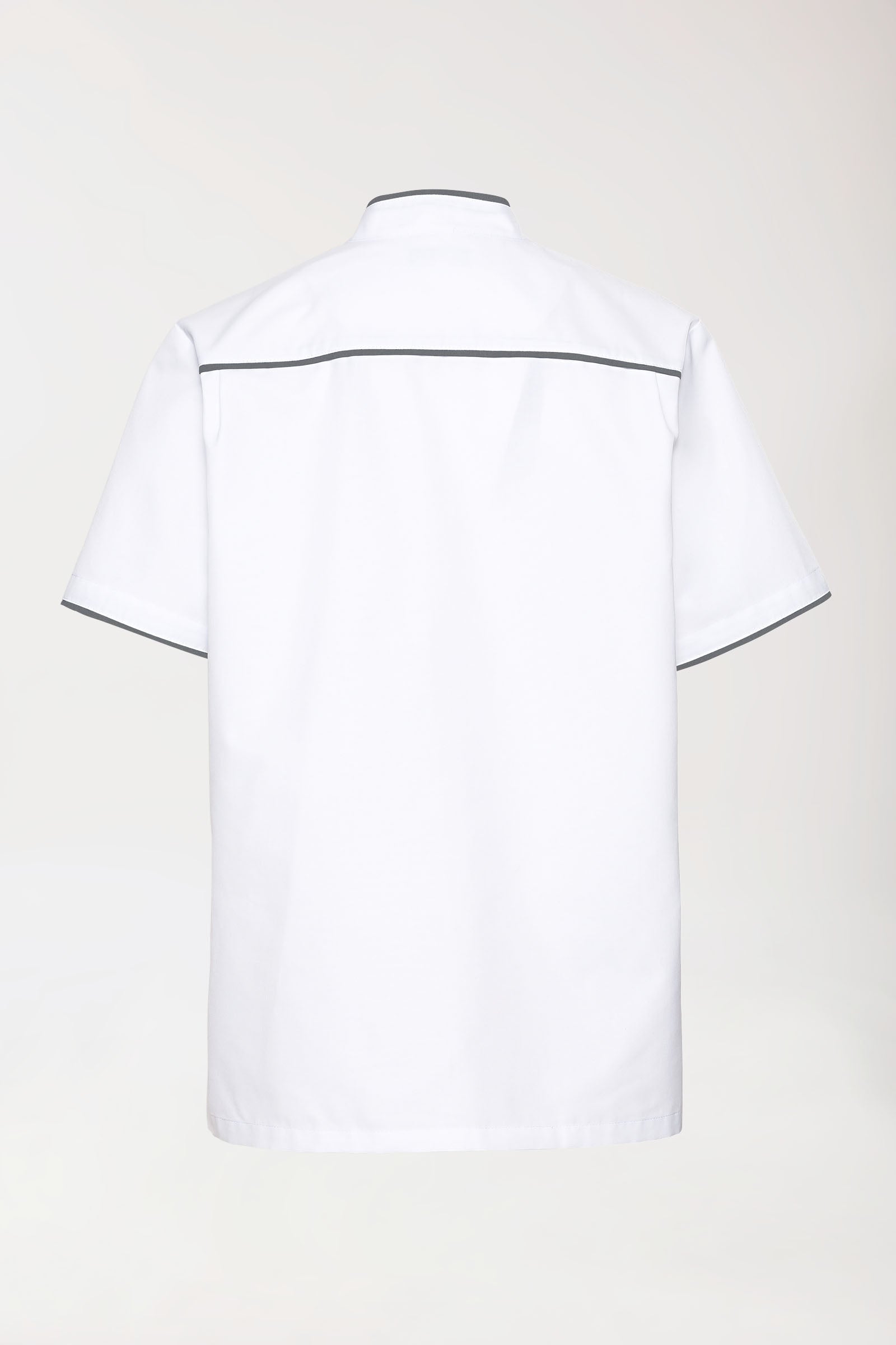 Blouse Beauté Homme - Boutonnée blanc/anthracite, Vue de dos