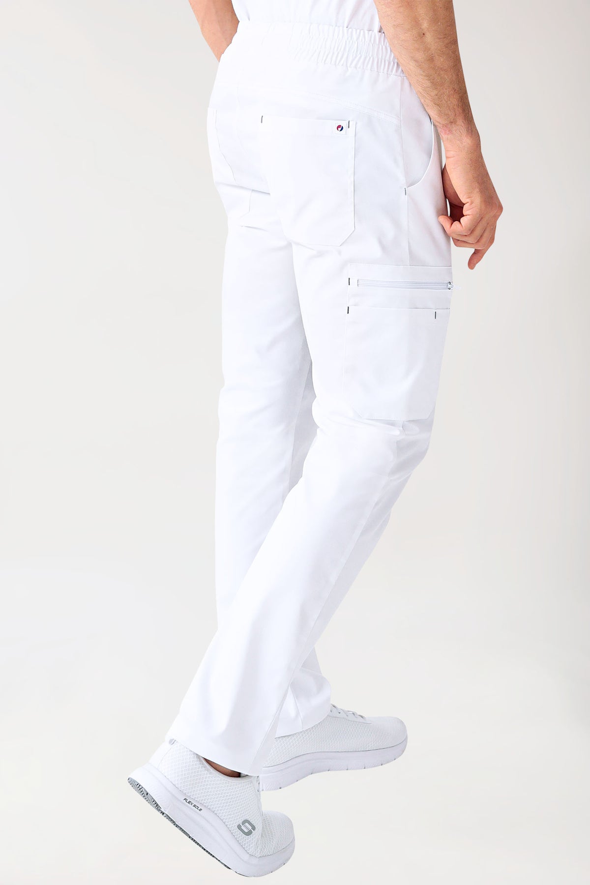 CLINIC STRETCH Pantalon Homme - blanc/gris, Vue de dos