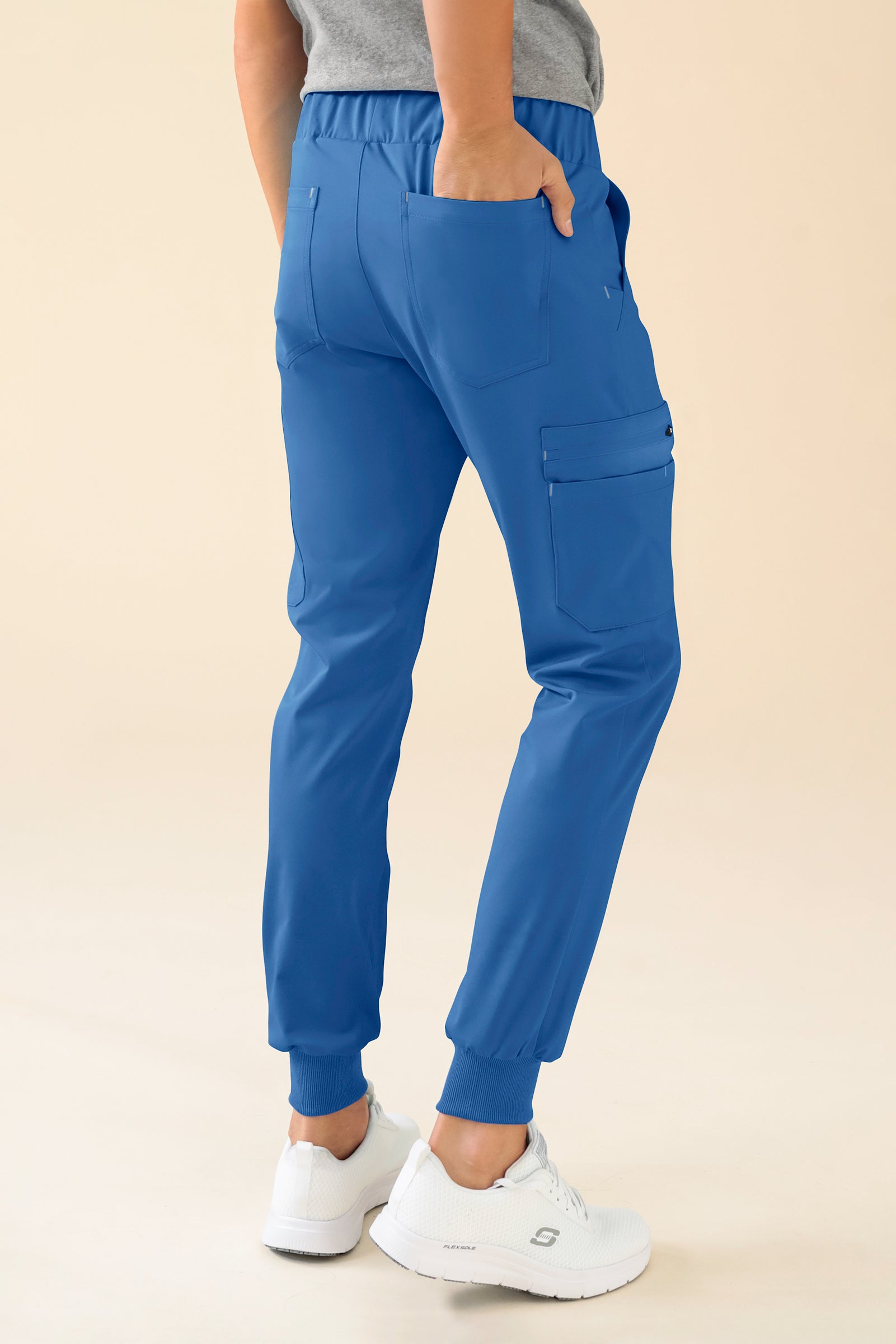 KAERE Pantalon Homme - avec poches cargo et ourlets côtelés bleu