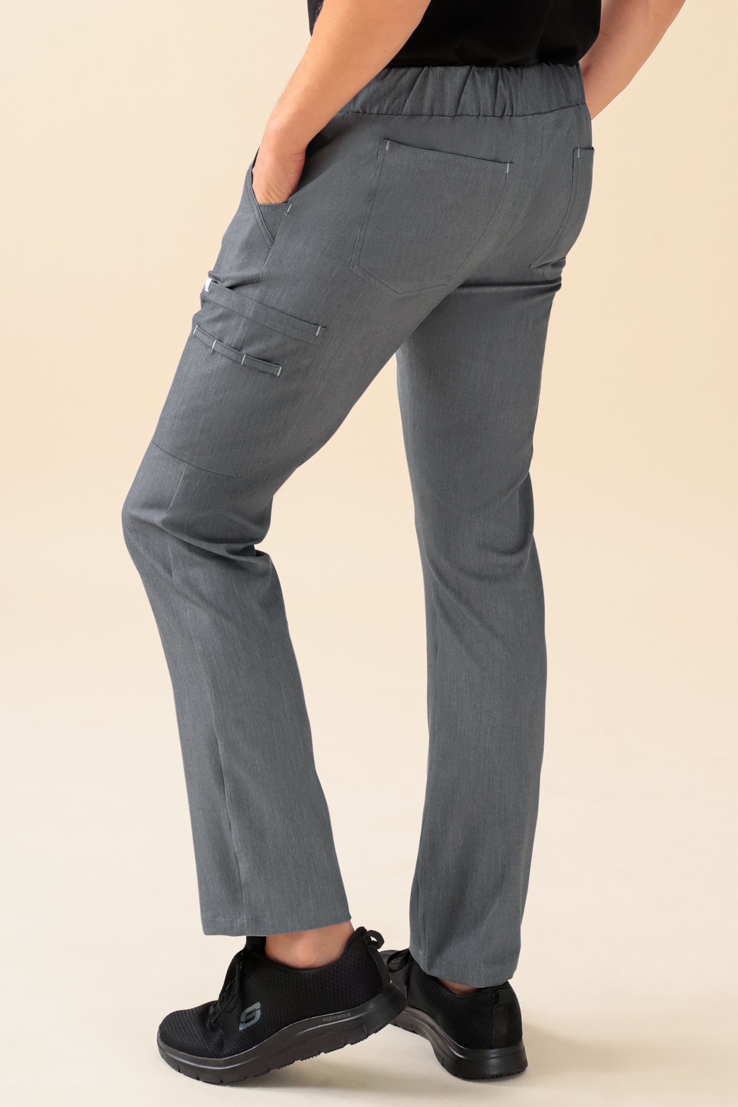 KAERE Pantalon Homme - avec poches cargo gris chiné, Vue de dos