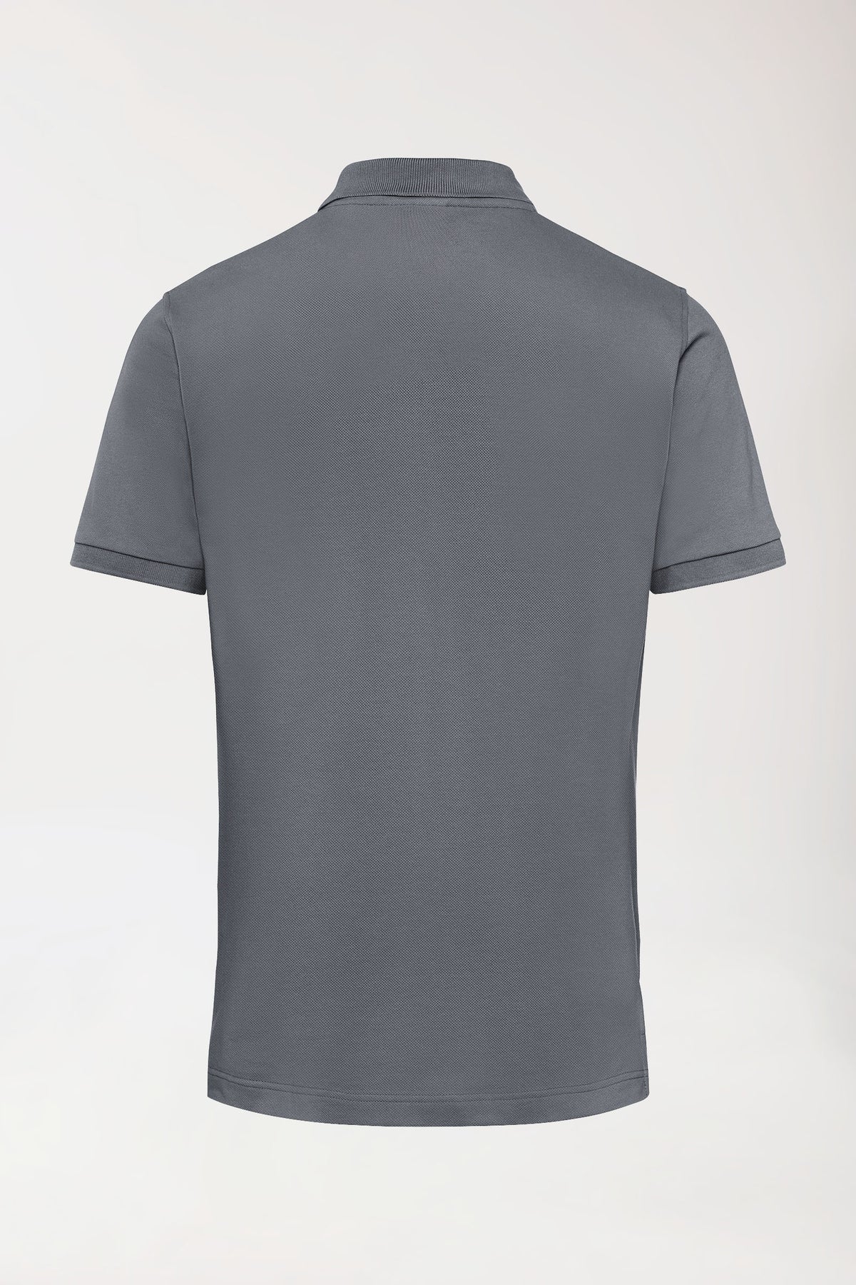 T-shirt Stretch Homme - Col polo gris granit, Vue de dos