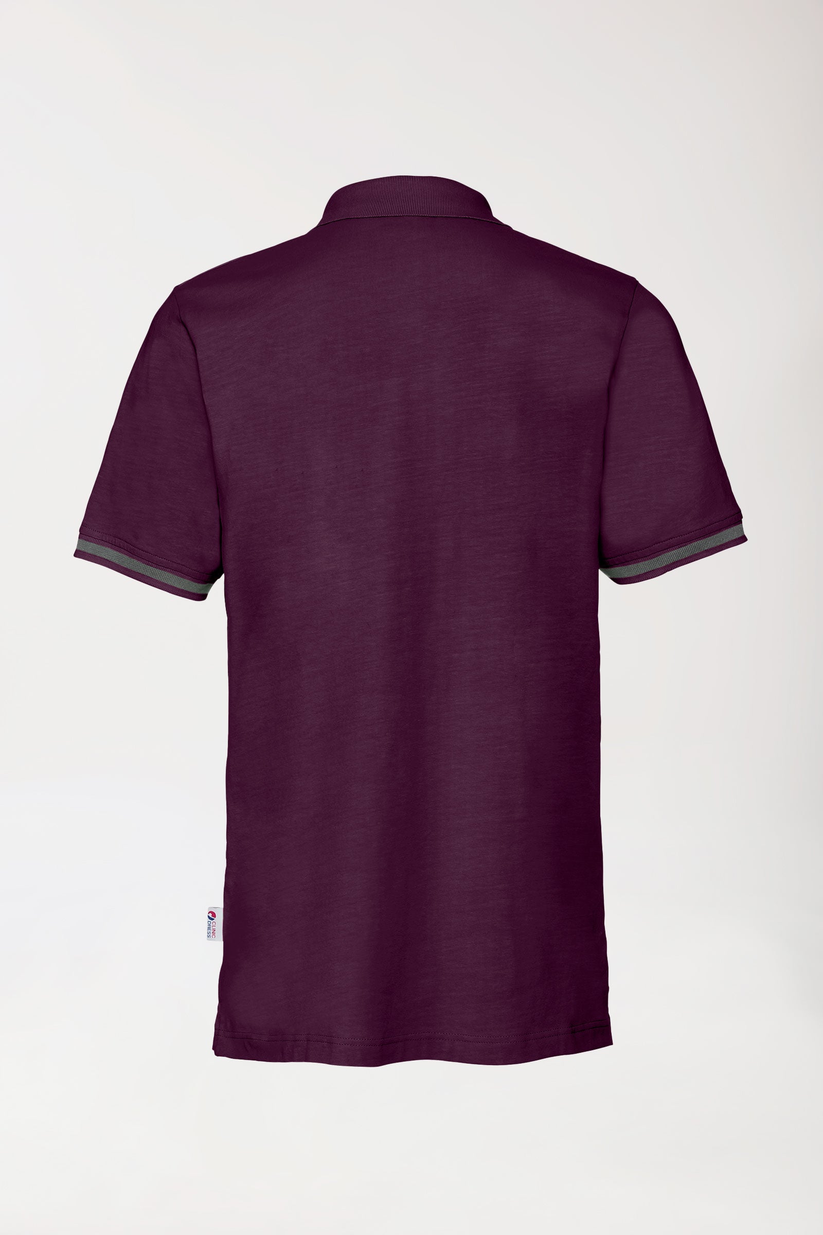 T-shirt Stretch Homme - Col polo prune/gris chiné foncé