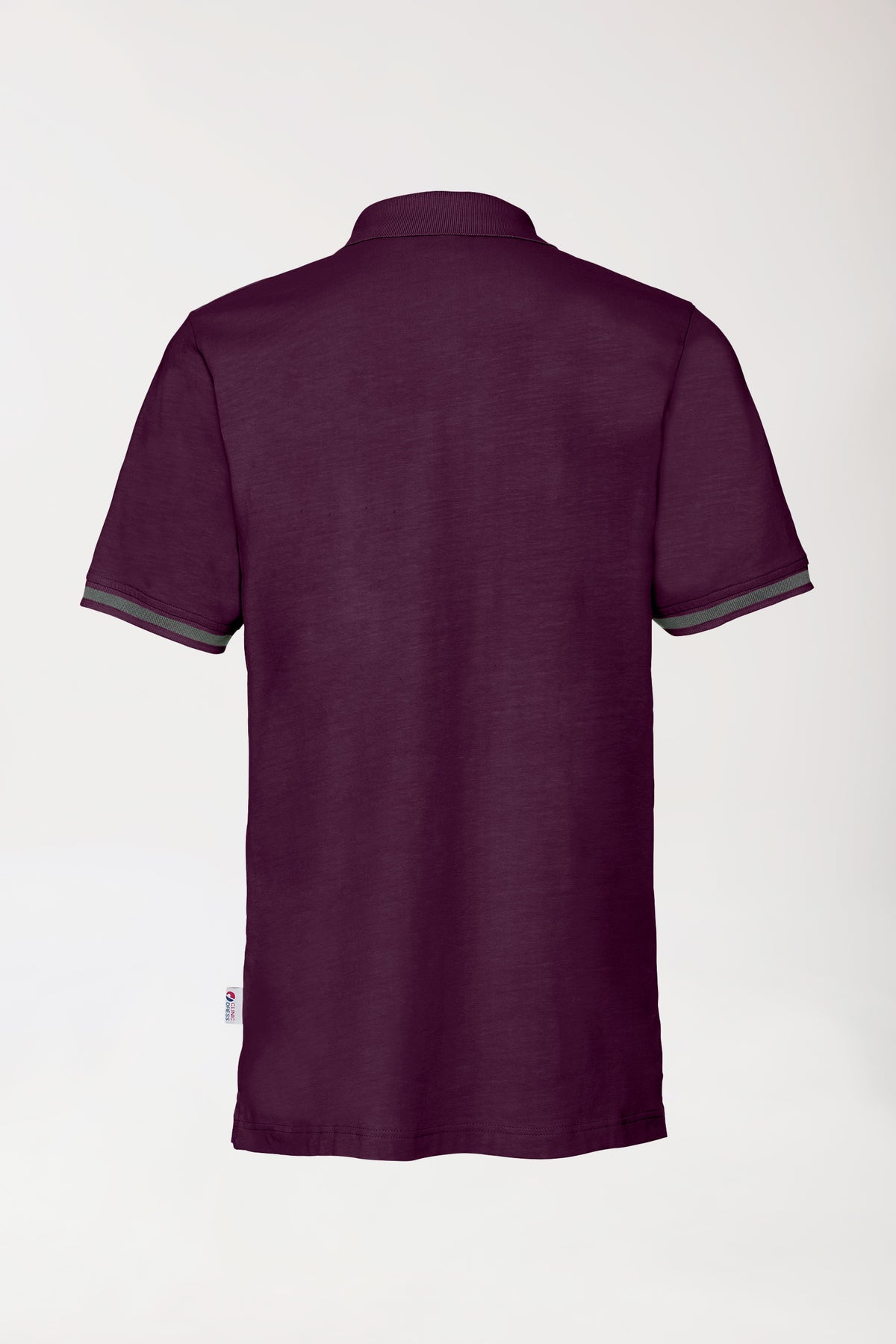 T-shirt Stretch Homme - Col polo prune/gris chiné foncé, Vue de dos