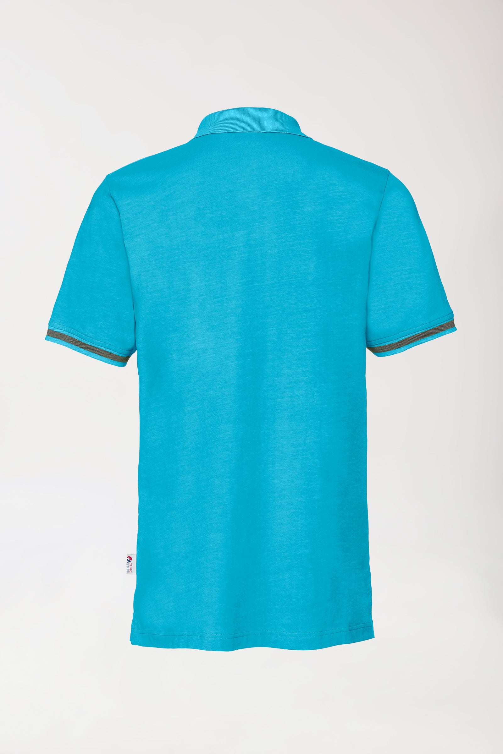 T-shirt Stretch Homme - Col polo turquoise/gris chiné foncé