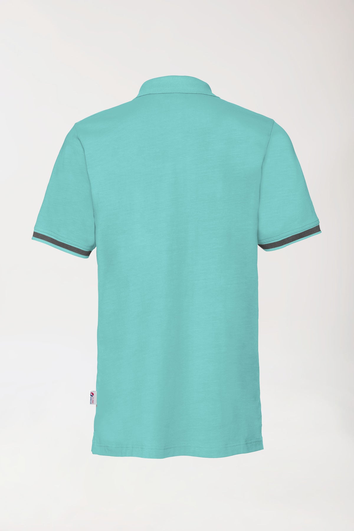 T-shirt Stretch Homme - Col polo vert d'eau/gris chiné foncé, Vue de dos