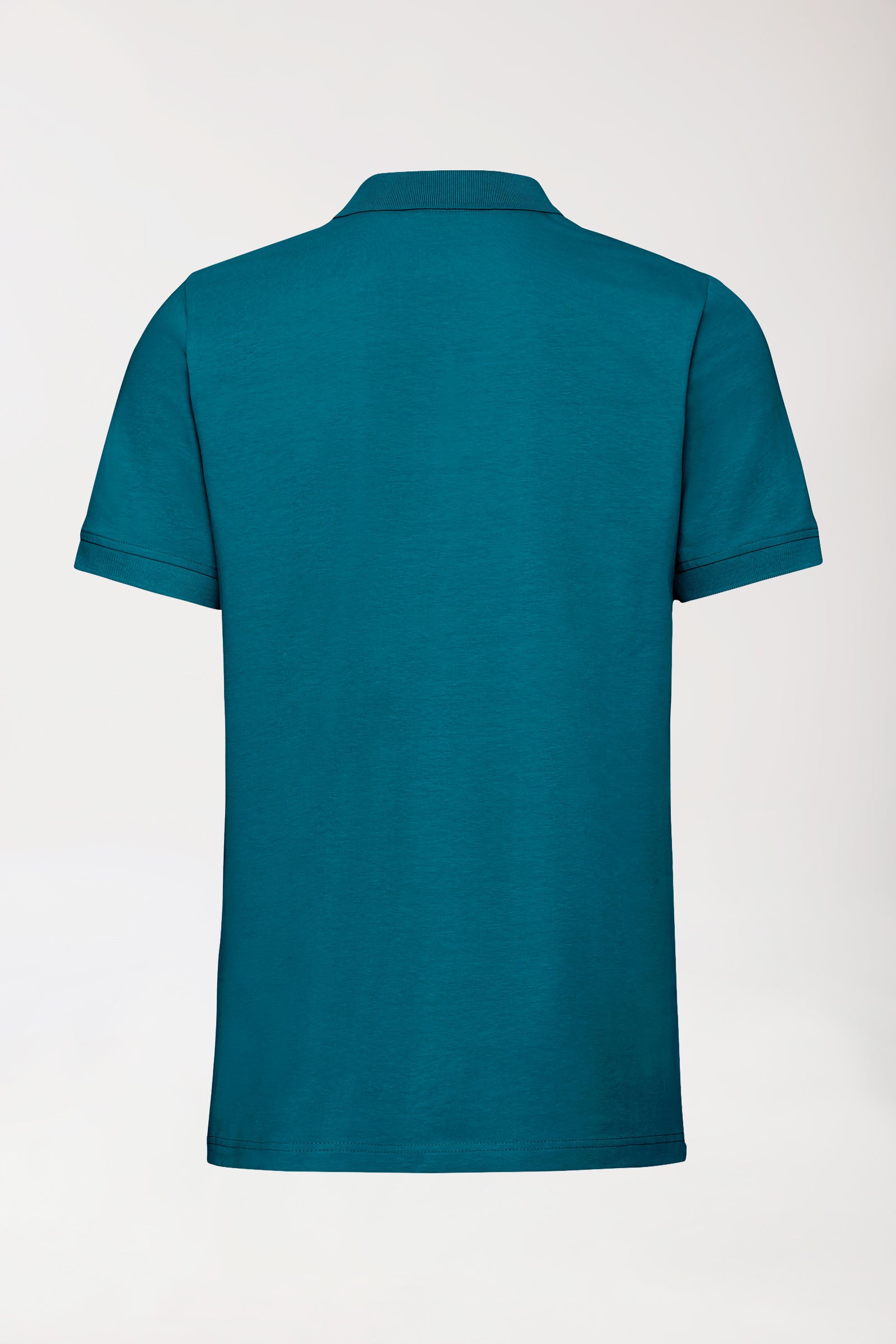 T-shirt Stretch Homme - Col polo - Boutonné vert pétrole, Vue de dos