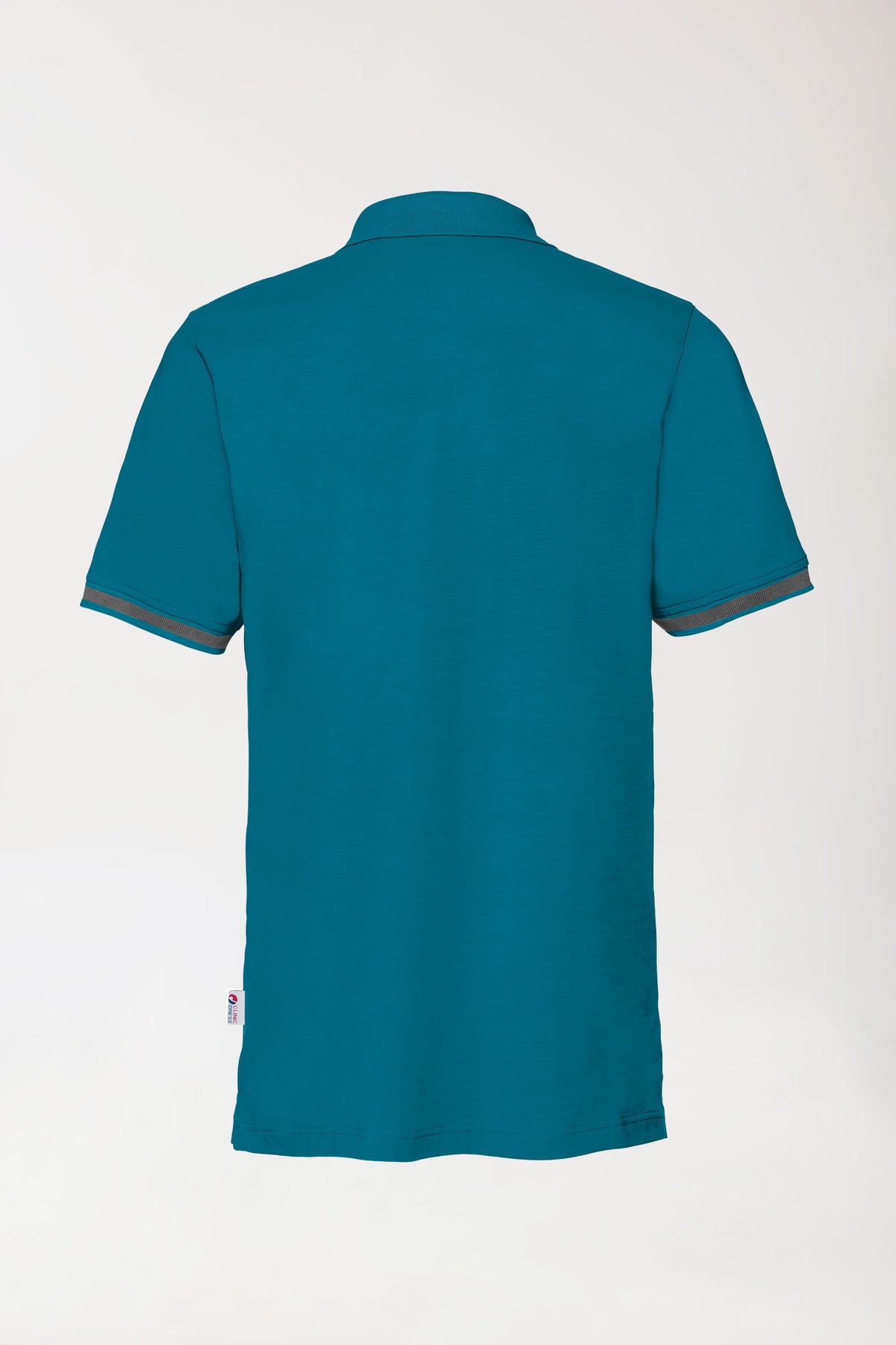 T-shirt Stretch Homme - Col polo vert pétrole/gris chiné foncé