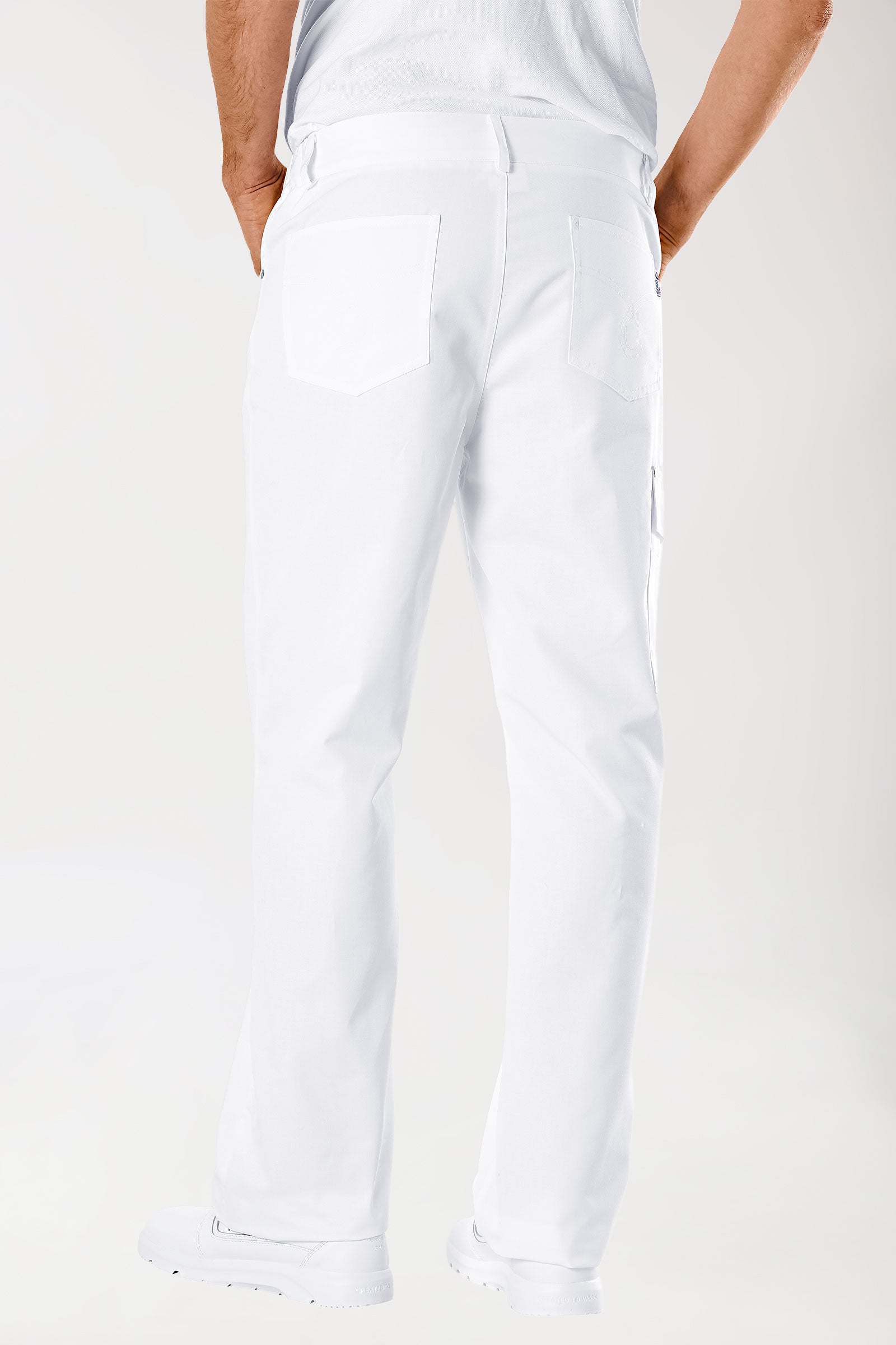 JUST STRONG Pantalon mixte - Ceinture partiellement élastiquée blanc