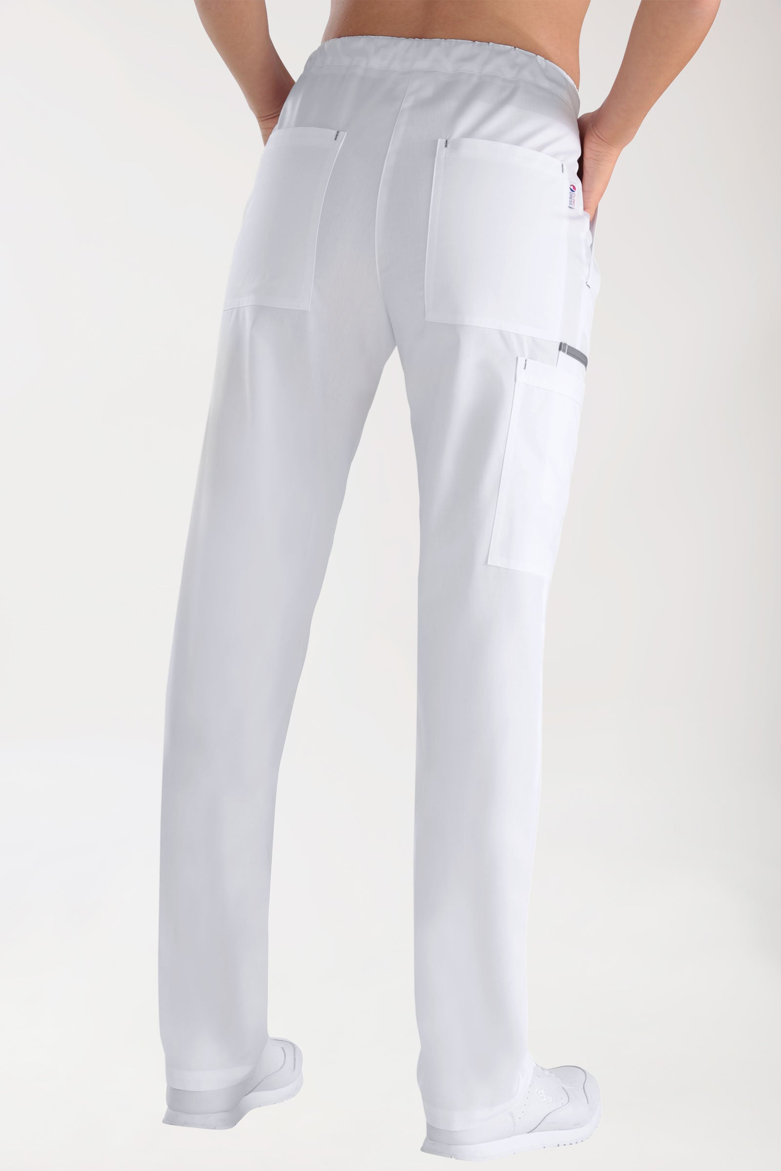 Pantalon blanc avec gris pierre unisexe, Vue de dos
