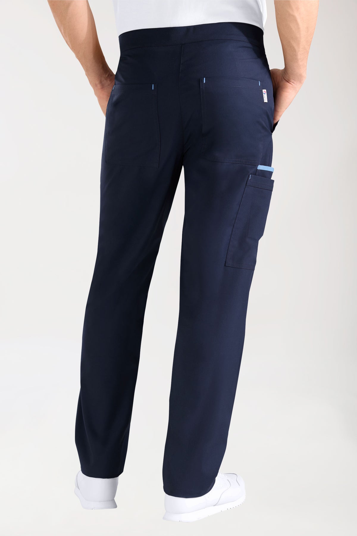Pantalon bleu marine avec bleu ciel unisexe, Vue de dos