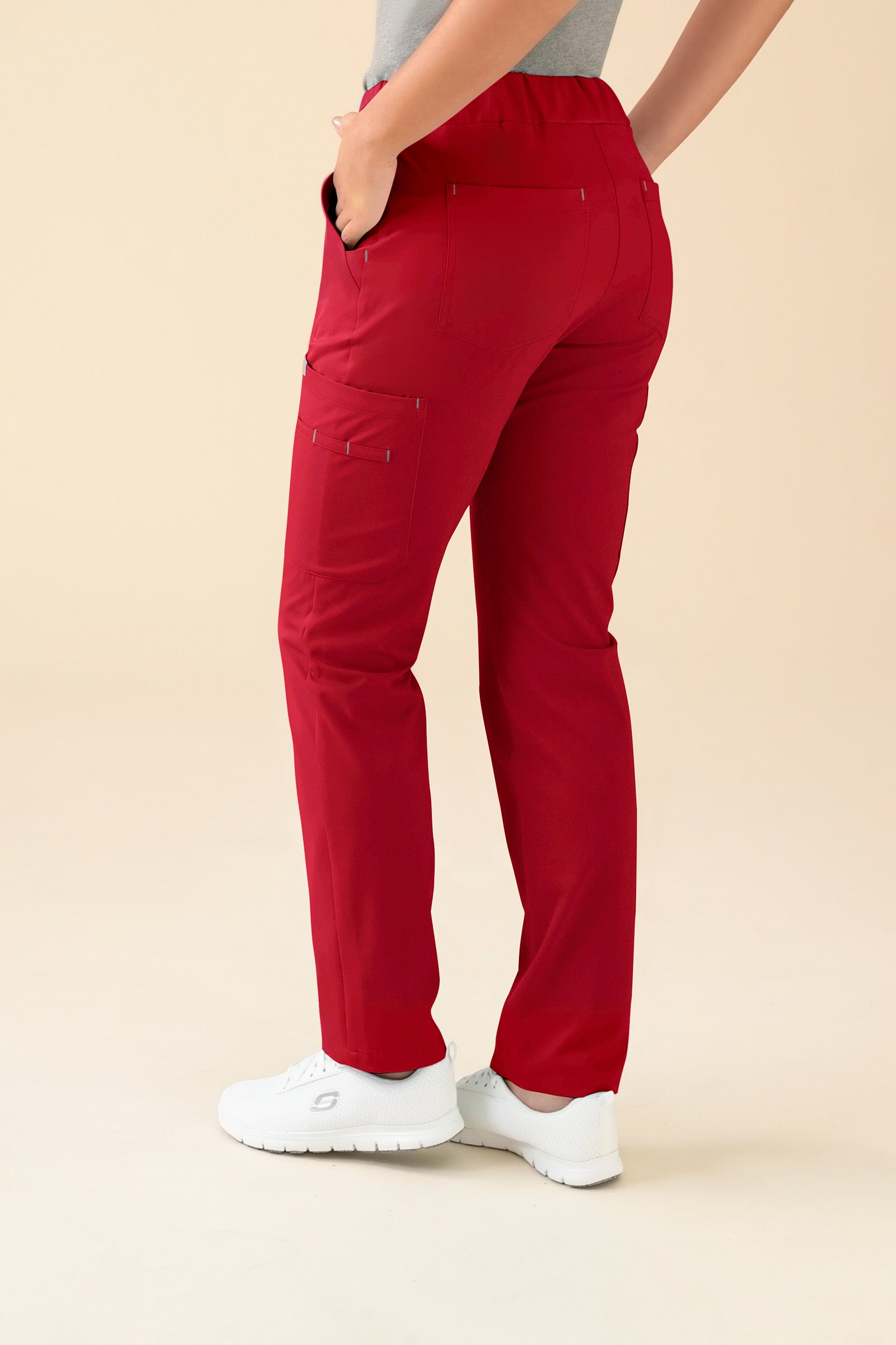 KAERE Pantalon Femme - avec poches cargo rouge