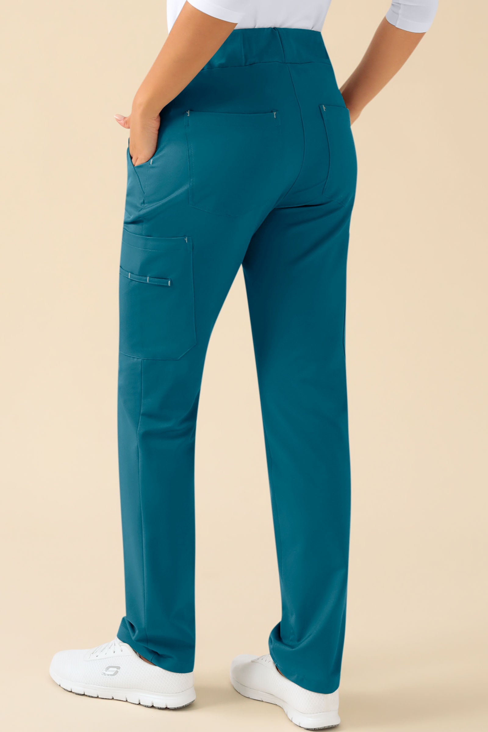 KAERE Pantalon Femme - avec poches cargo pétrole, Vue de dos