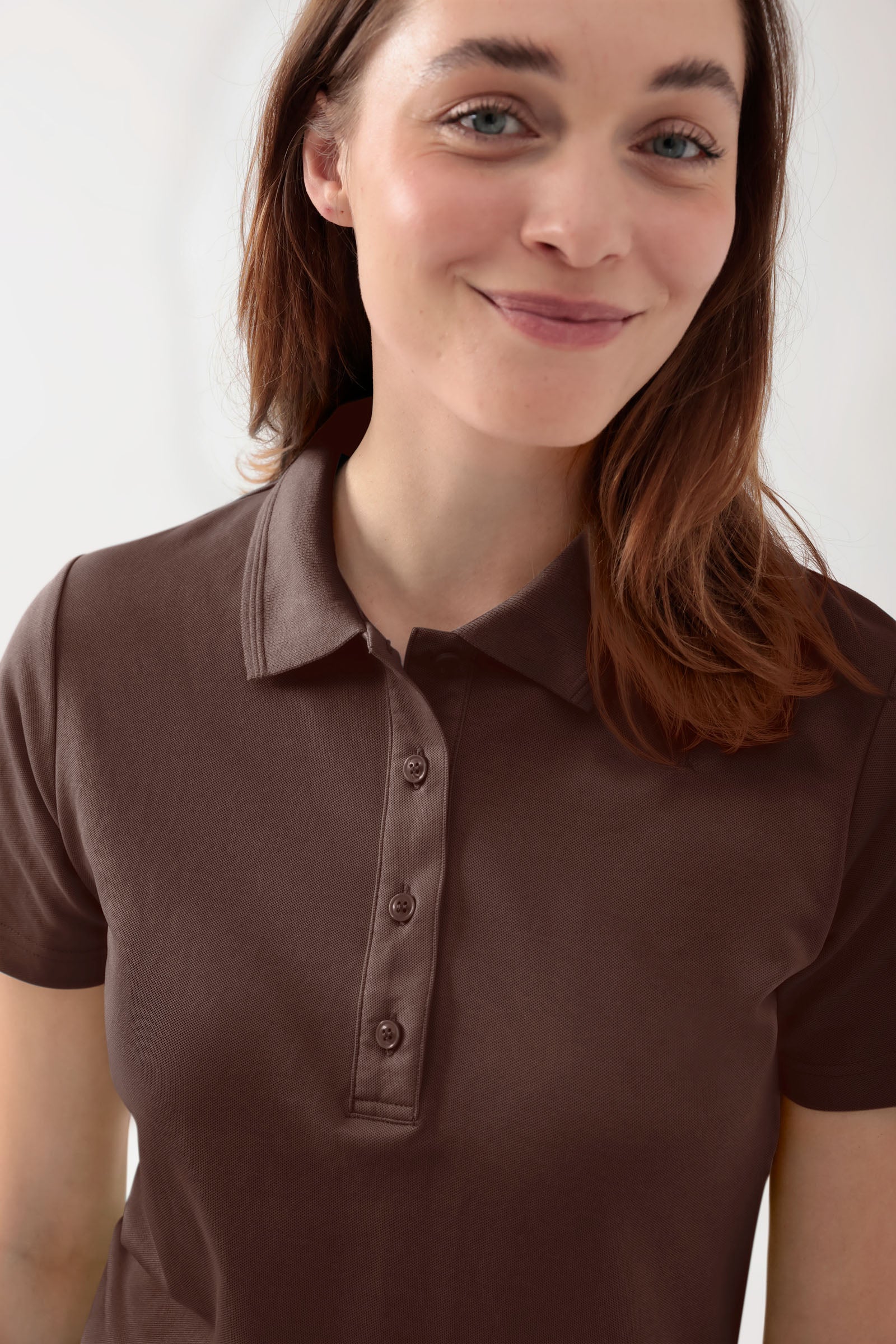 COMFY FLEX Shirt Stretch Femme - Col polo coffee