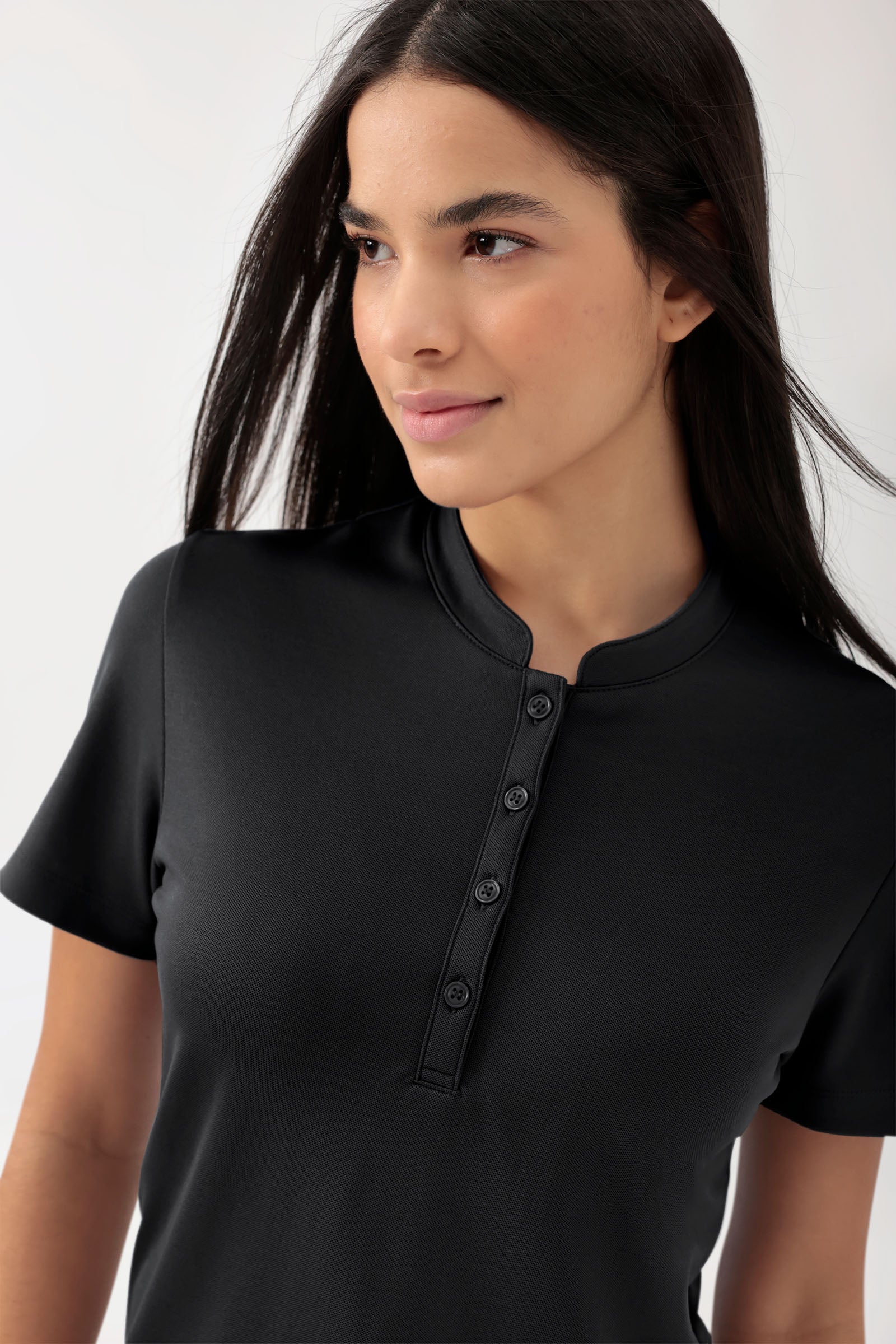COMFY FLEX Shirt Stretch Femme - Col officier noir