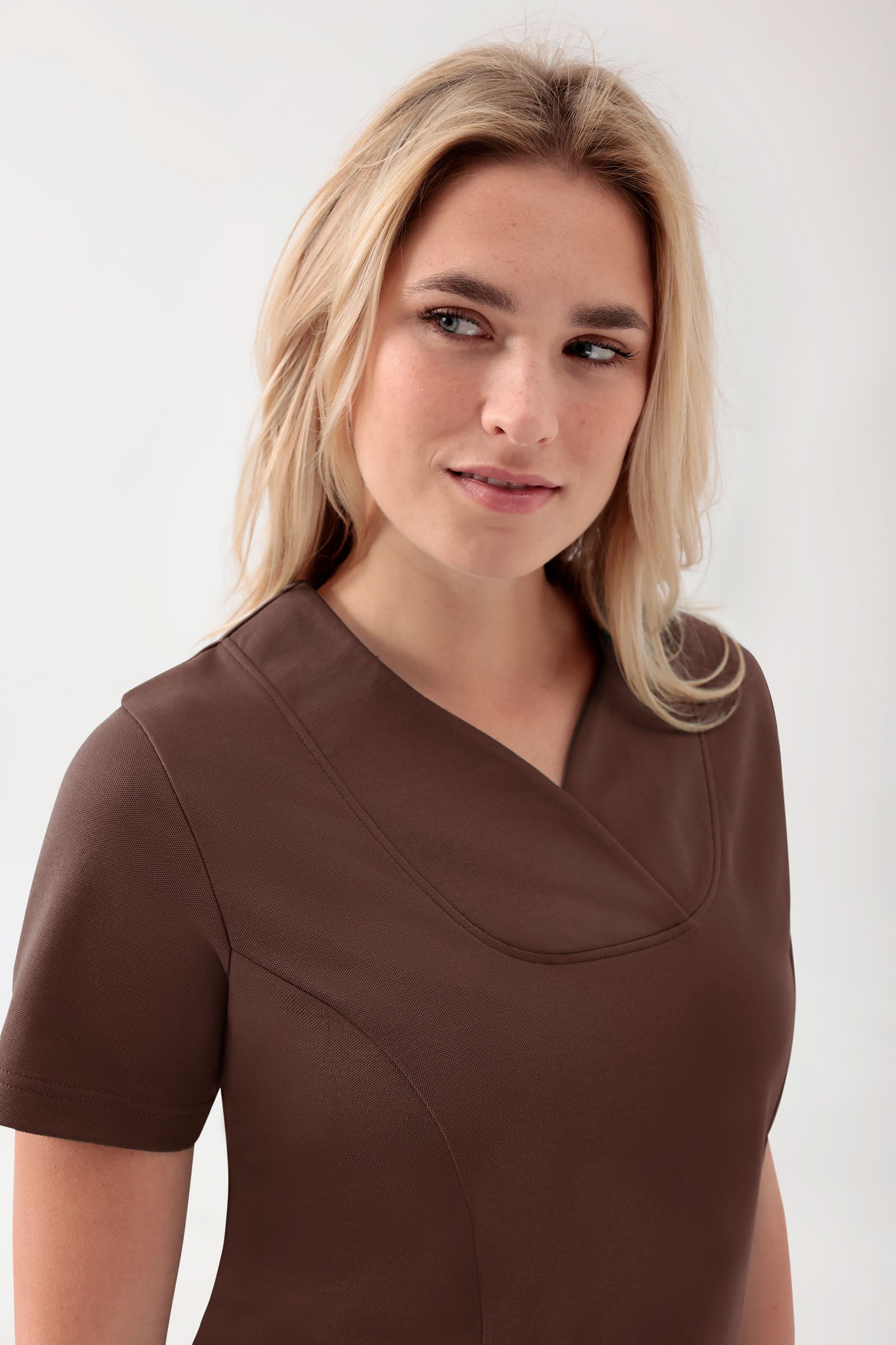 COMFY FLEX Tunique Stretch Femme - Décolleté Cœur coffee