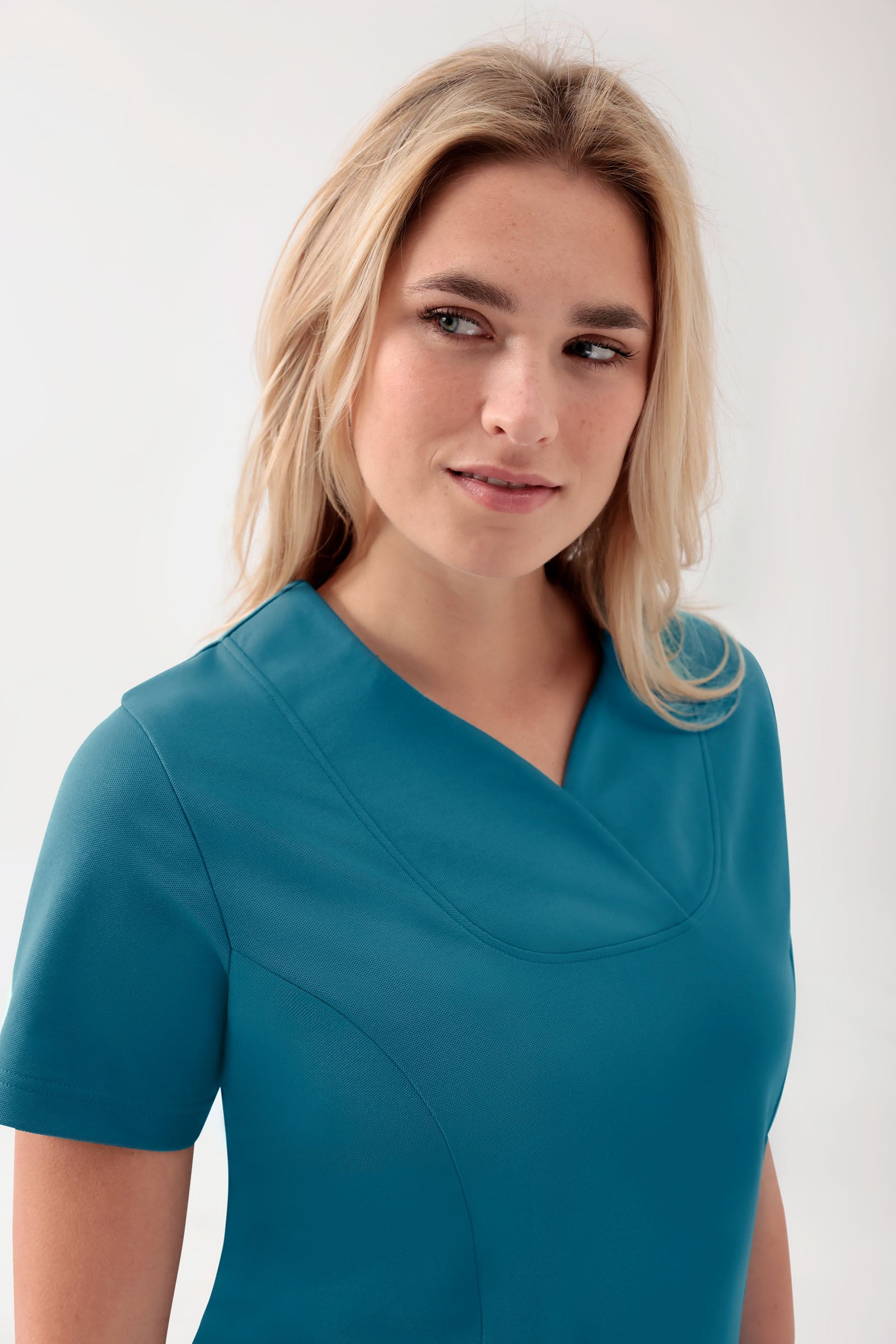 COMFY FLEX Tunique Stretch Femme - Décolleté Cœur pétrole