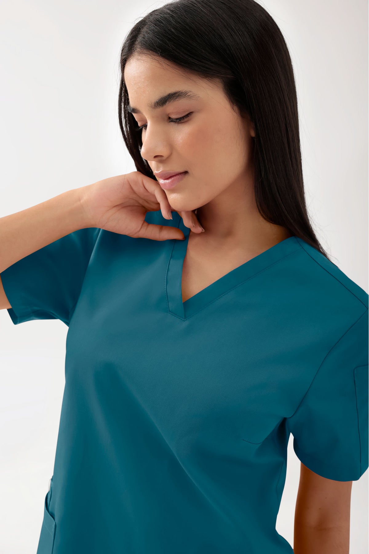 GREEN Tunique Stretch Femme - Décolleté V pétrole