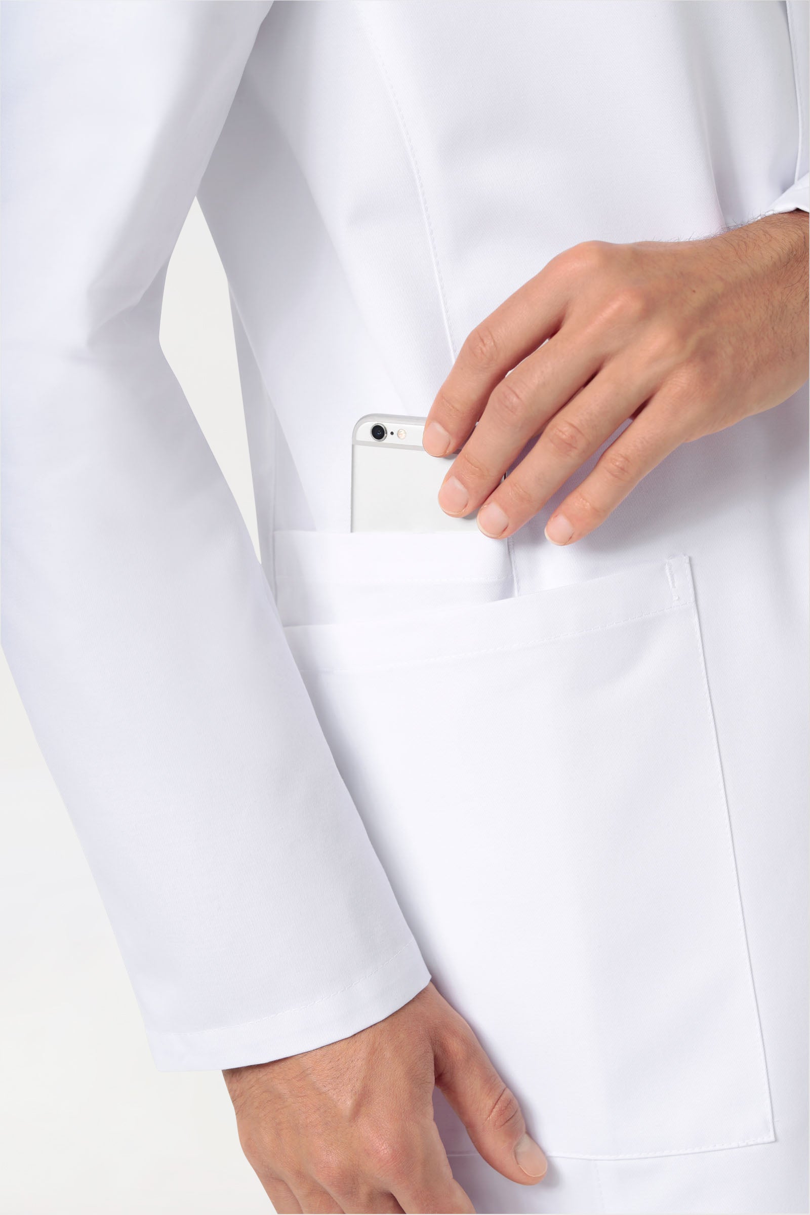 Blouse blanche Homme - Col officier blanc