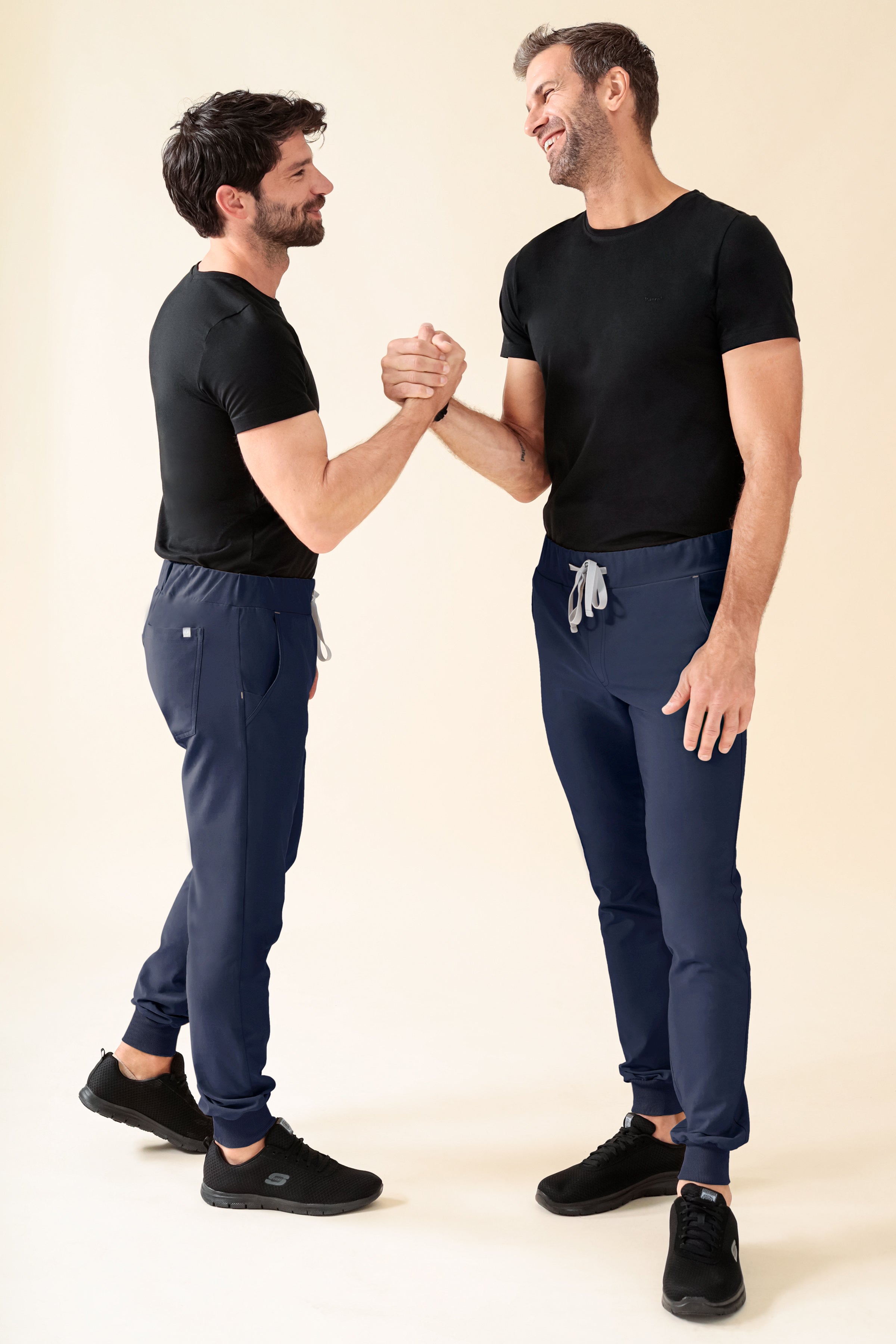 KAERE Pantalon Homme - ourlets côtelés Taille courte et sans poches cargo bleu navy