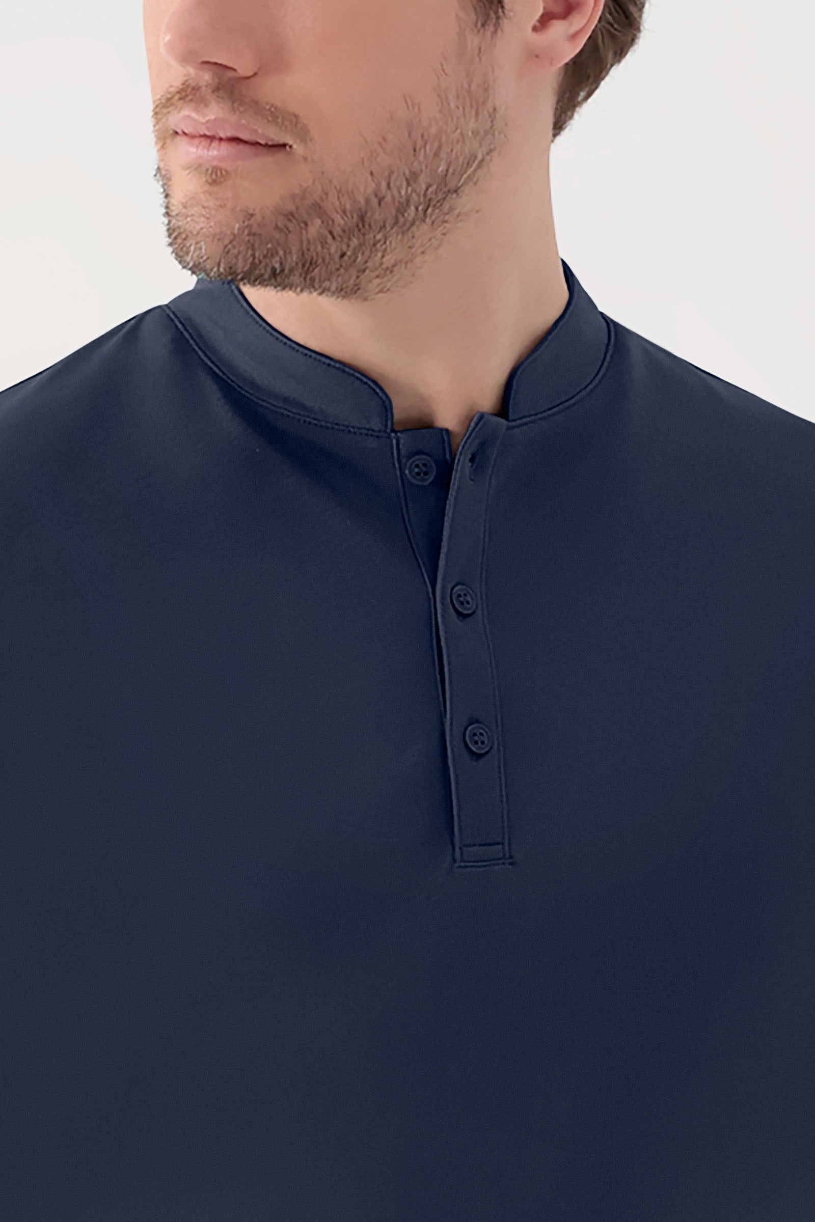 COMFY FLEX Shirt Stretch Homme - Col officier navy