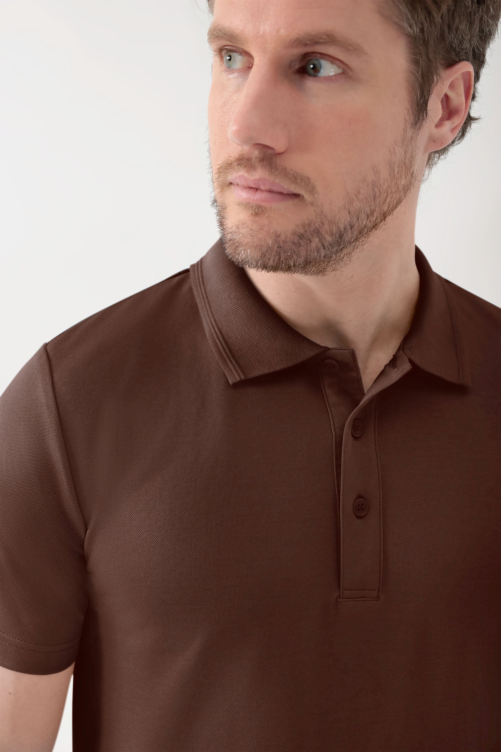 COMFY FLEX Shirt Stretch Homme - Col polo coffee