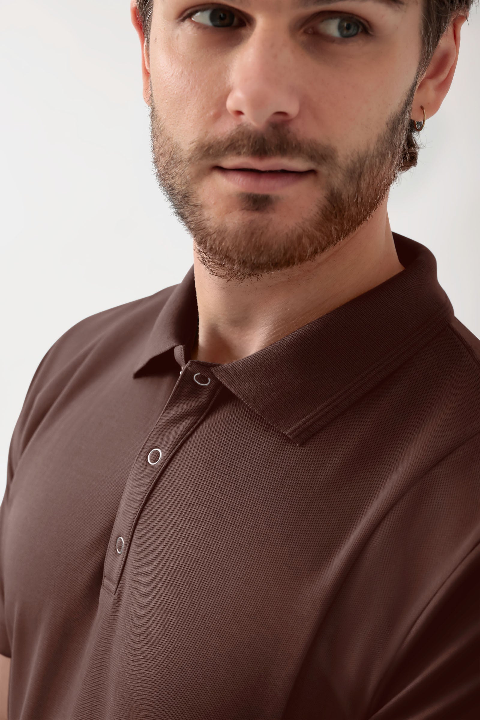 COMFY FLEX Tunique Stretch Homme - Col polo coffee