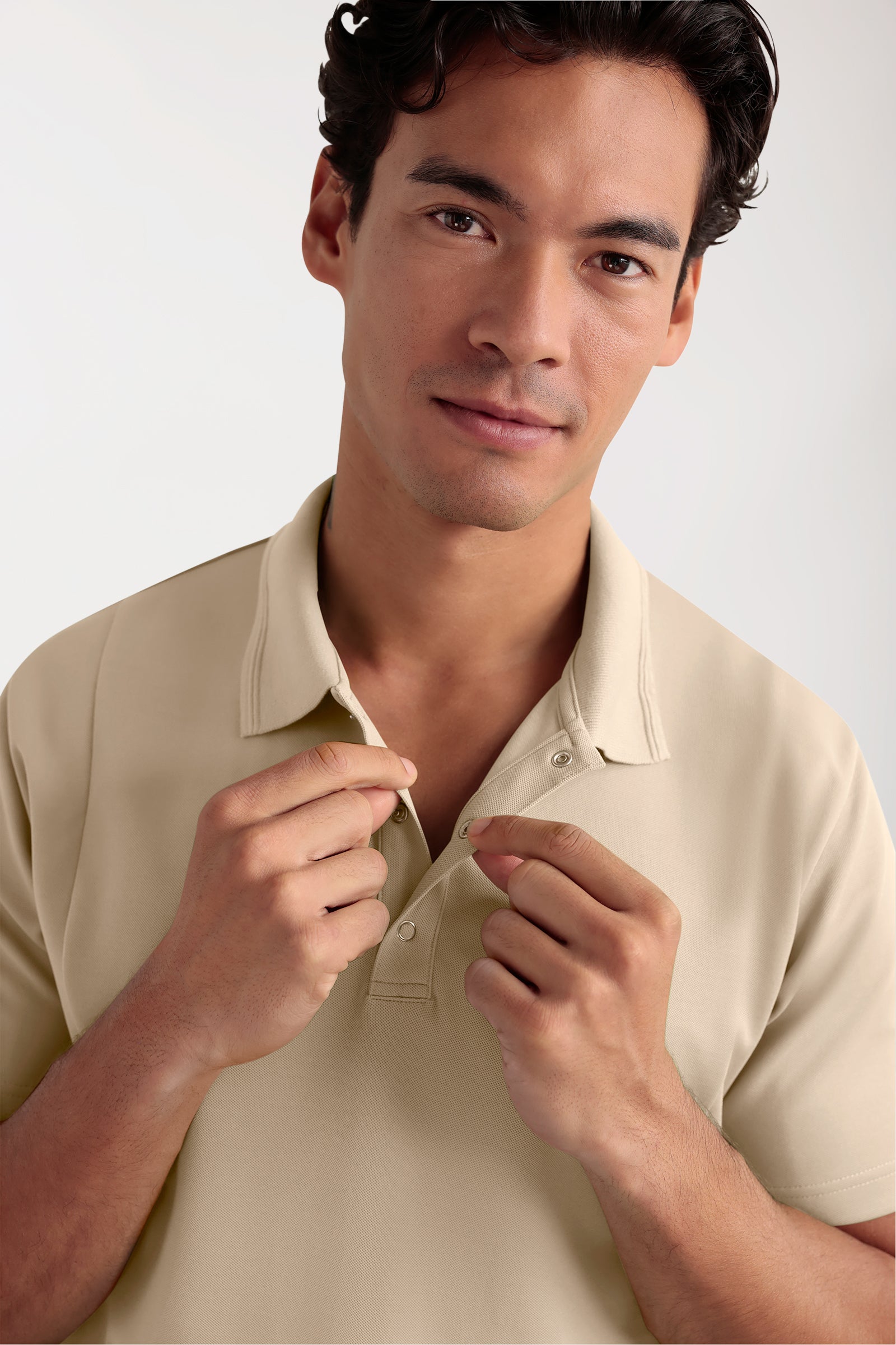 COMFY FLEX Tunique Stretch Homme - Col polo sable