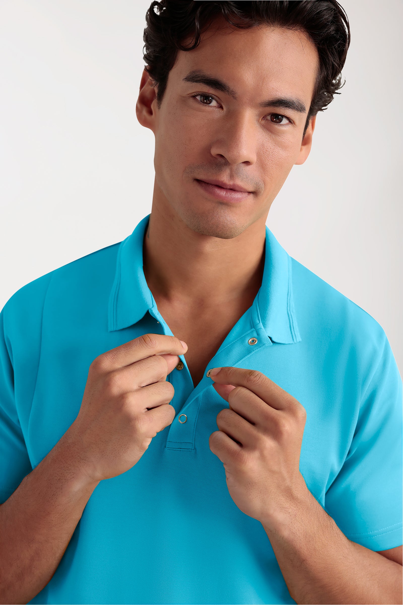 COMFY FLEX Tunique Stretch Homme - Col polo turquoise