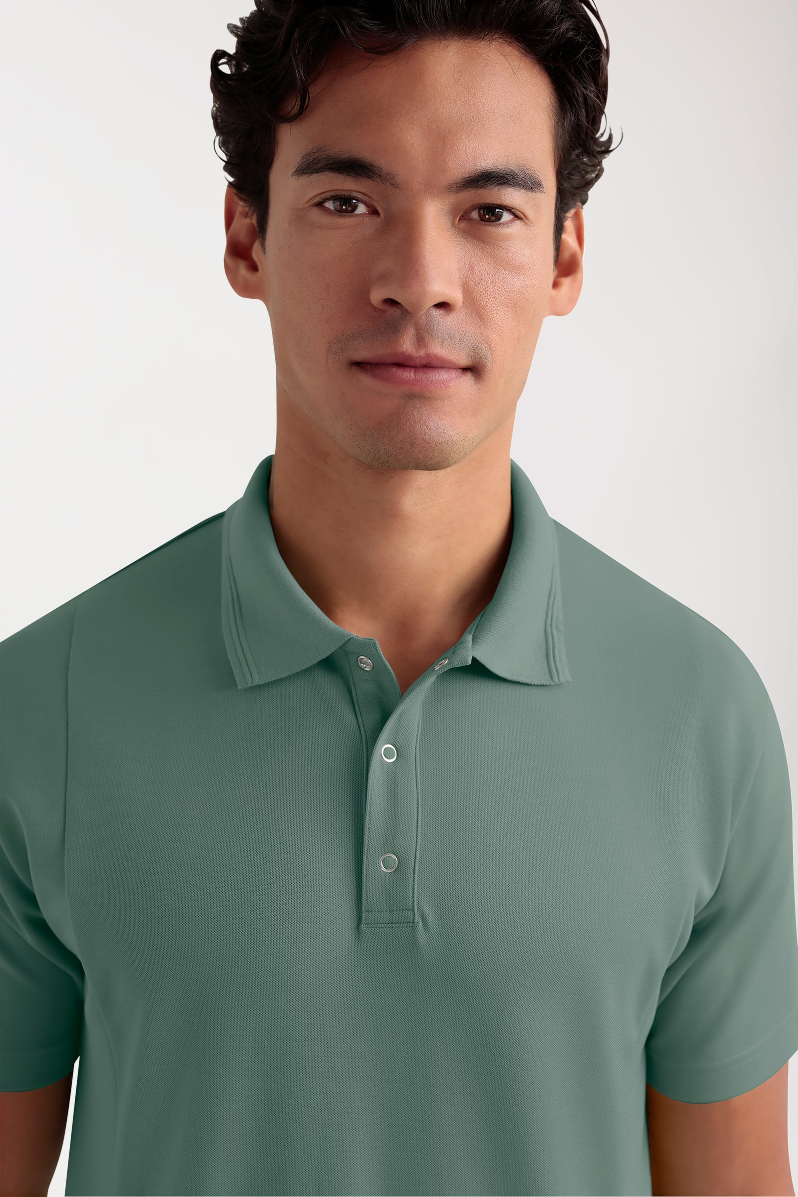 COMFY FLEX Tunique Stretch Homme - Col polo vert foncé