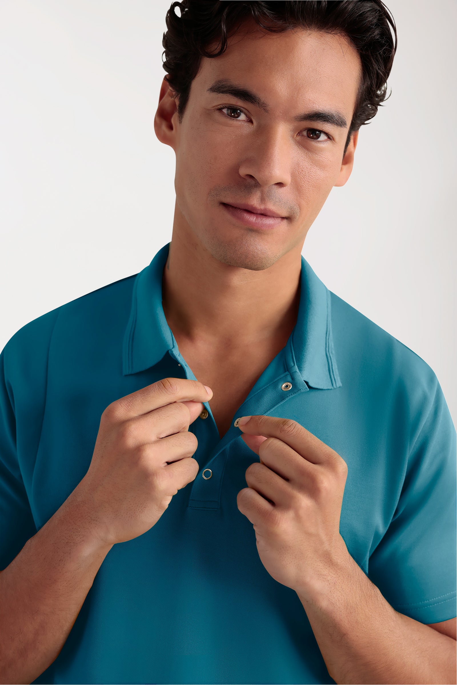 COMFY FLEX Tunique Stretch Homme - Col polo pétrole