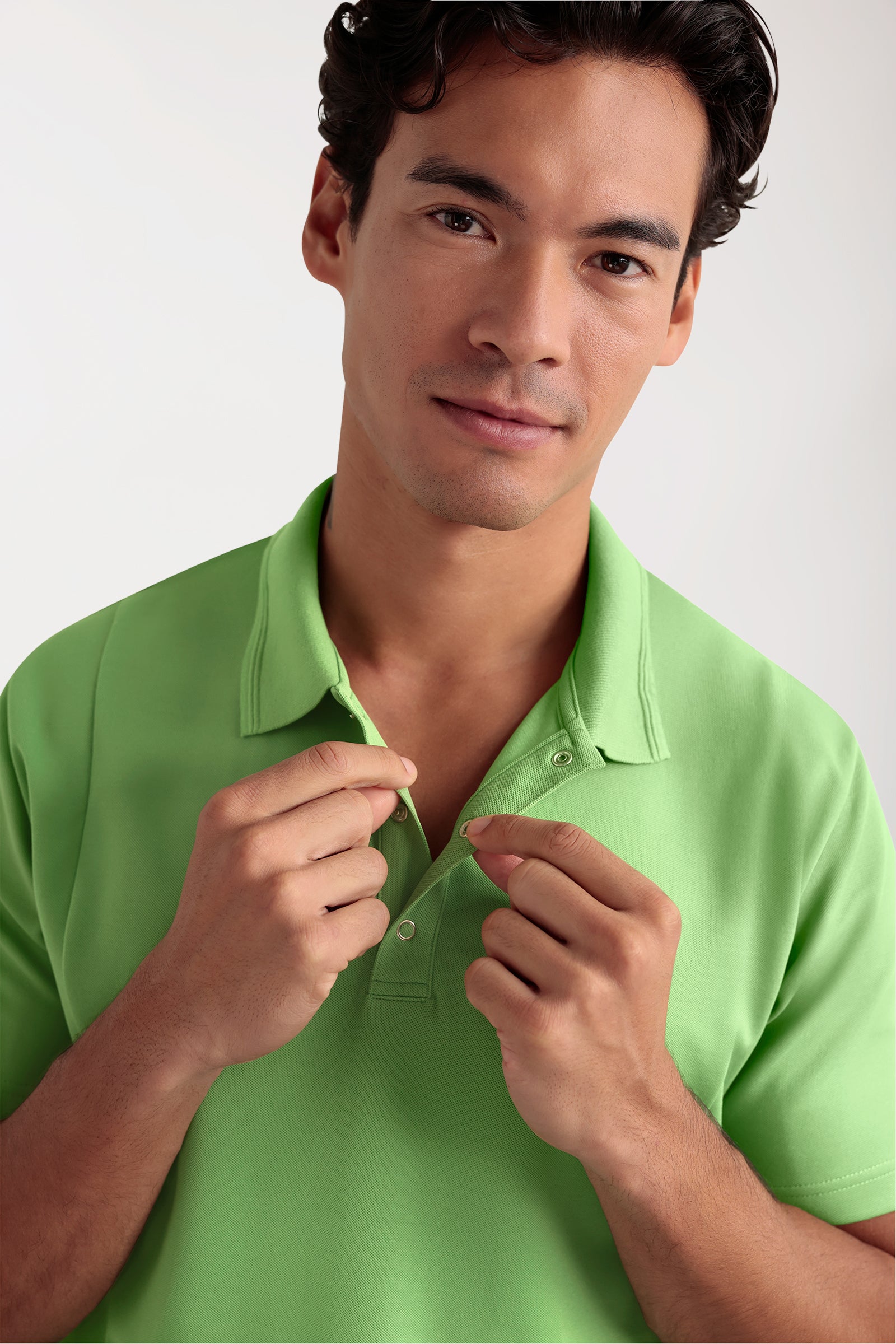 COMFY FLEX Tunique Stretch Homme - Col polo vert pomme