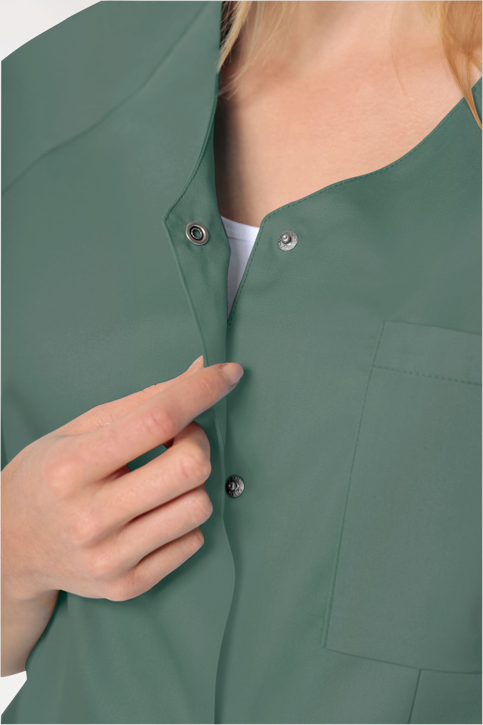 CORE Blouse Femme - Entièrement boutonnée vert foncé