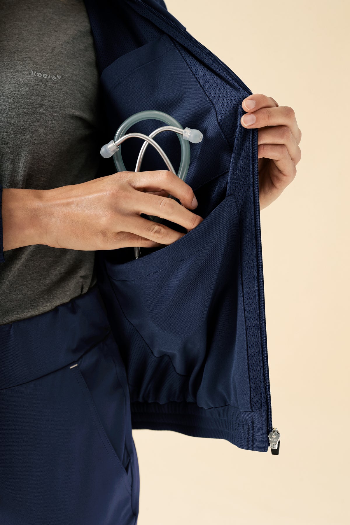 KAERE Veste blouson Femme - Poignet élastiqué bleu navy